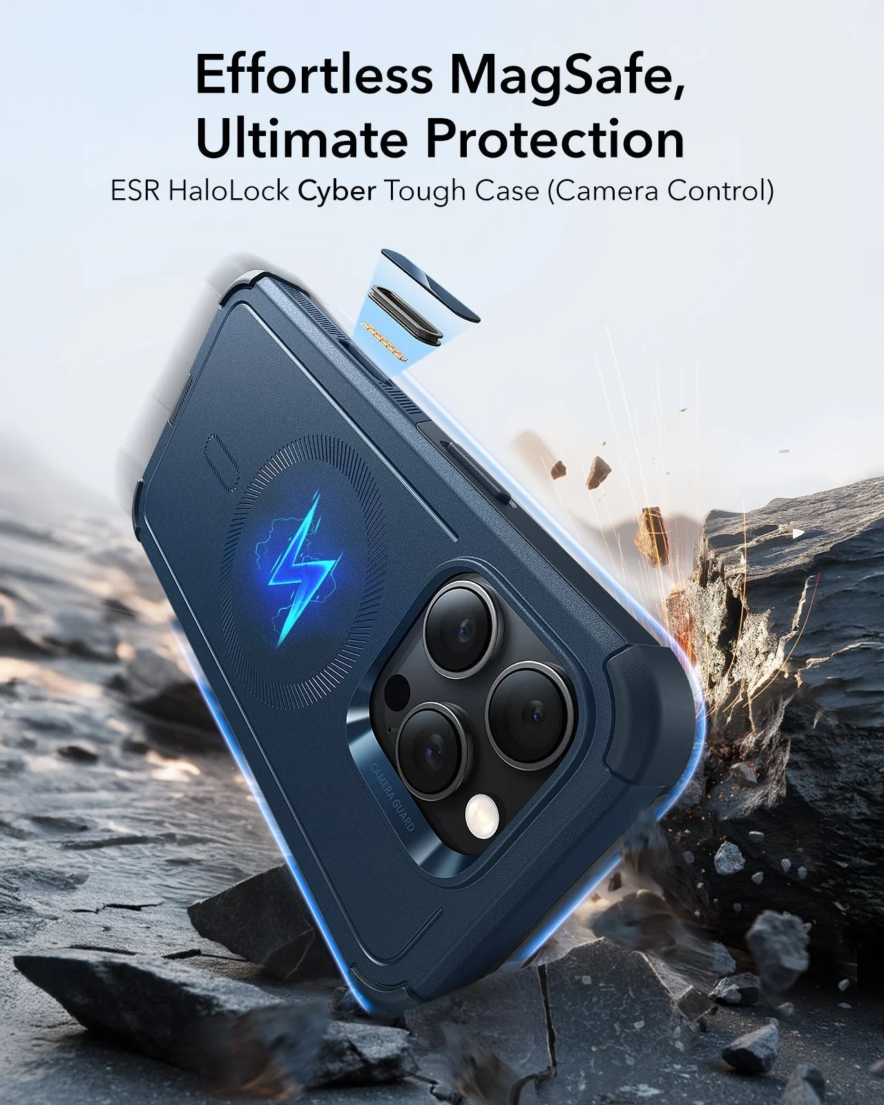 iPhone 16 Pro Cyber Tough Magnetic Case (Camera Control) - Navy Blue - Image 2