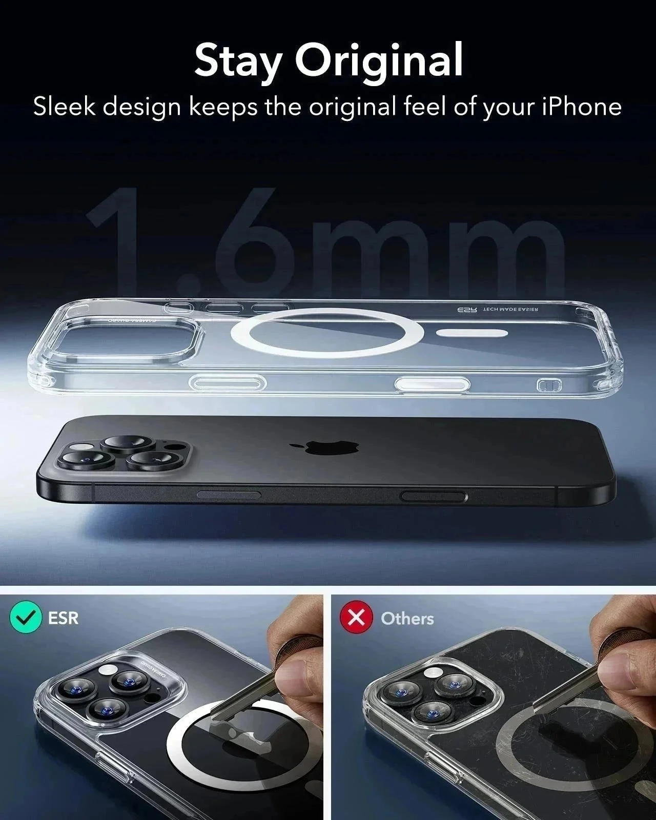 iPhone 16 Pro HaloLock Classic Hybrid Case (Camera Control) - Clear Grey - Image 9