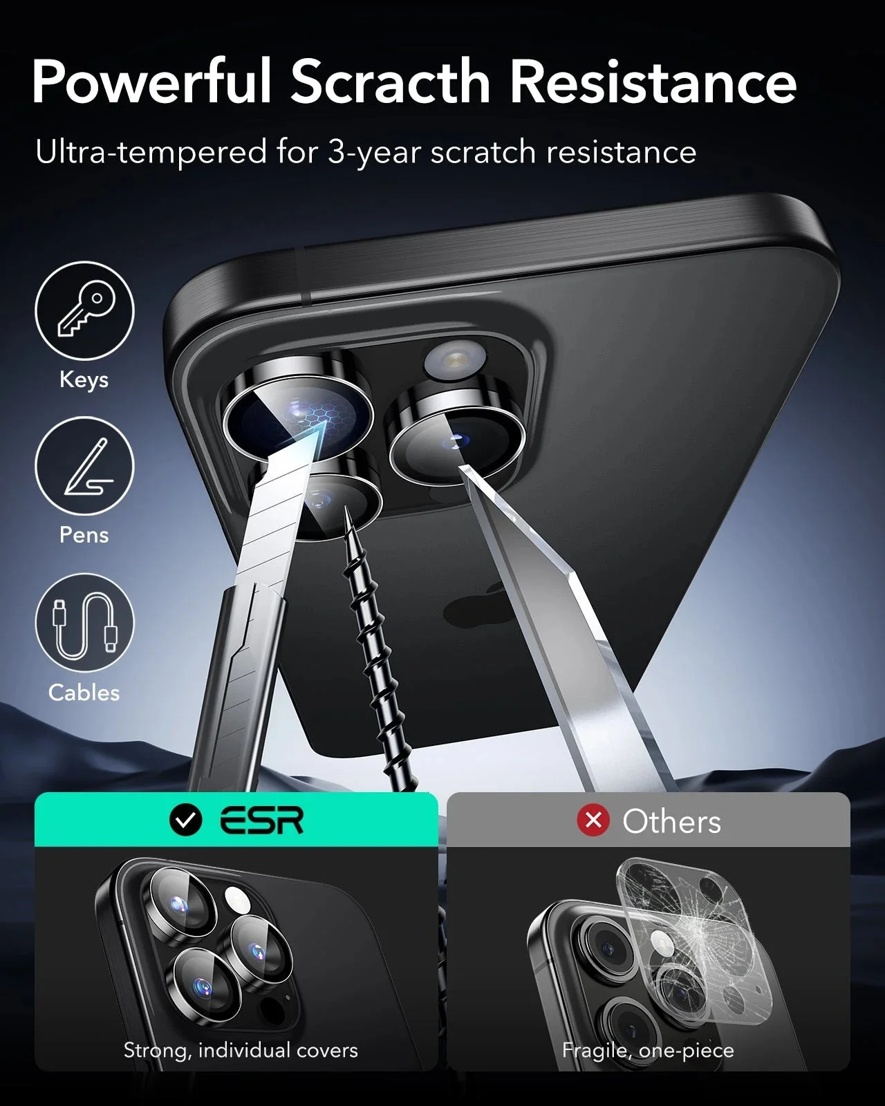 iPhone 16 Pro Max/Pro Armorite Camera Lens Protectors - Clear - Image 7
