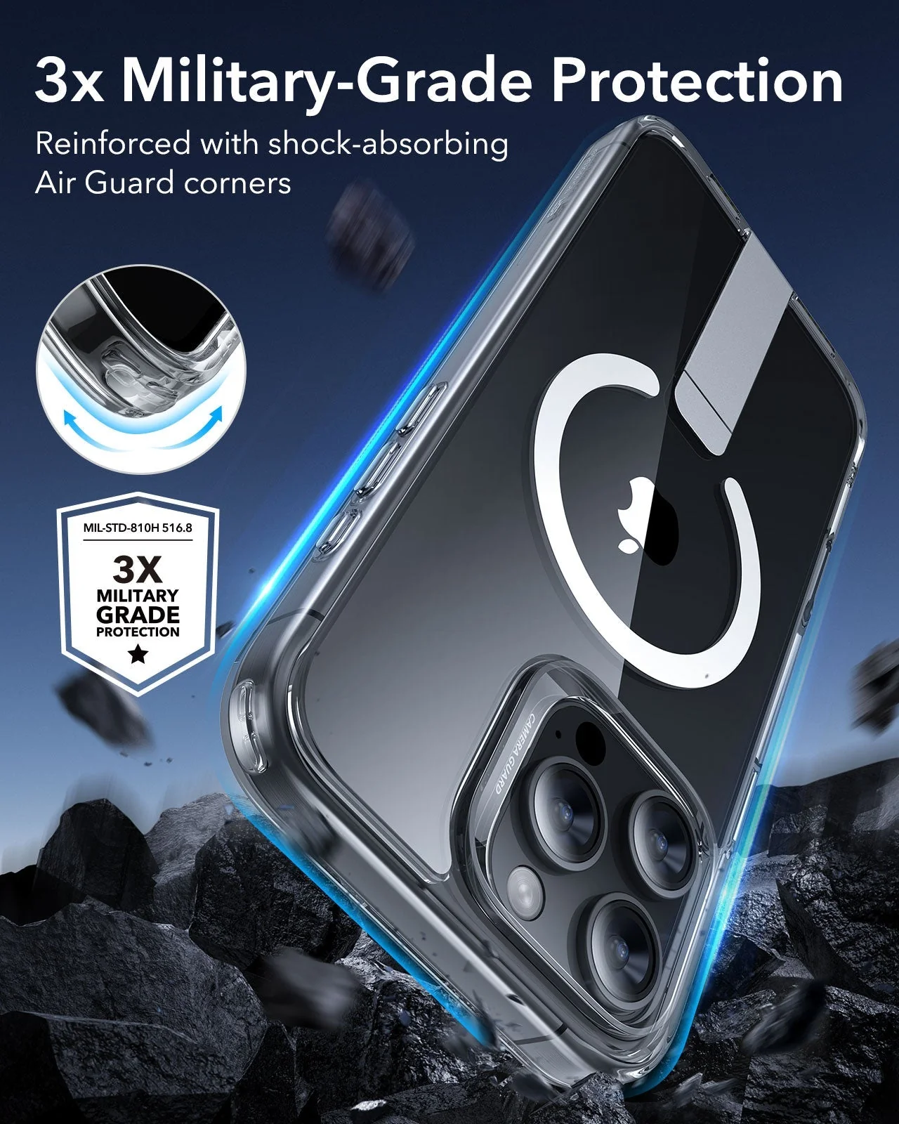 iPhone 16 Pro Max Boost Flickstand Case (HaloLock) - Clear Black - Image 4