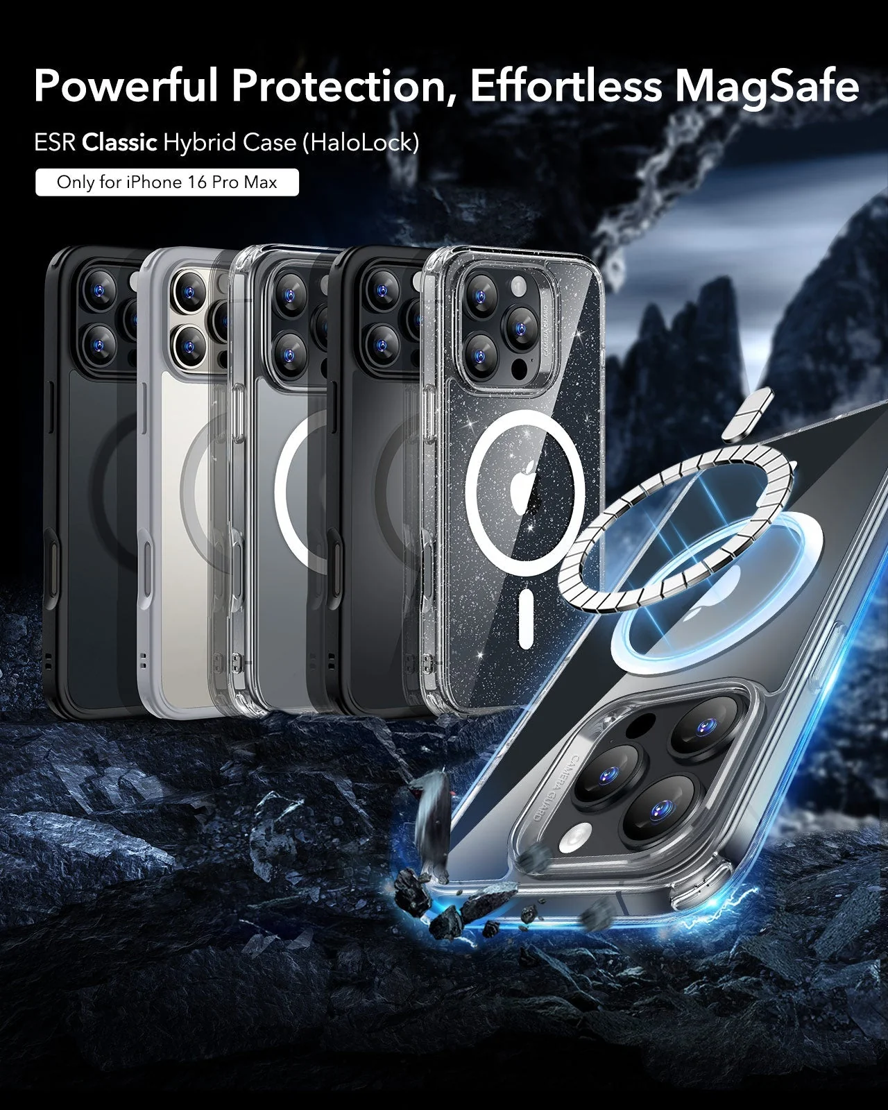 iPhone 16 Pro Max Classic Hybrid Case (HaloLock) - Clear - Image 2