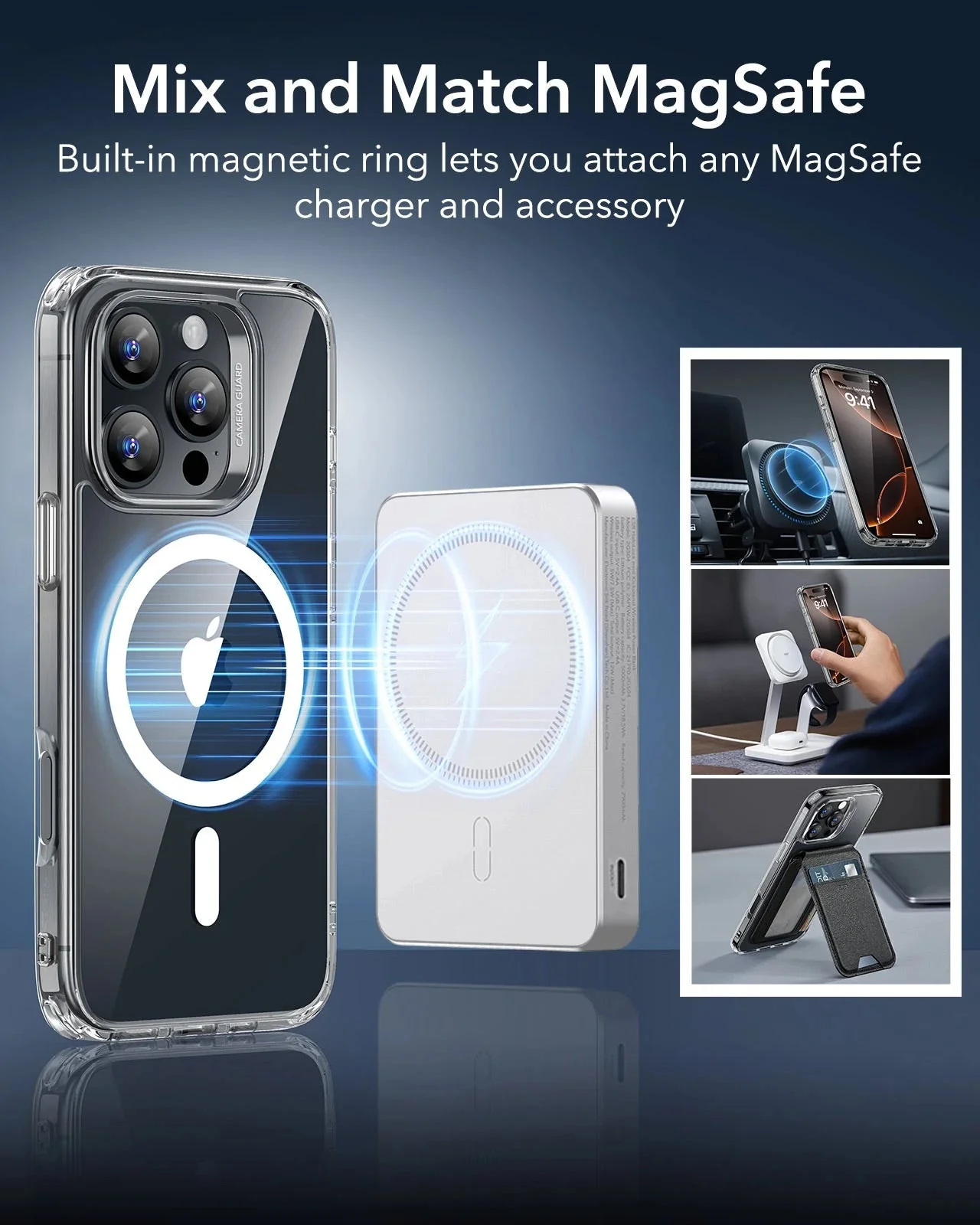 iPhone 16 Pro Max Classic Hybrid Case (HaloLock) - Clear Shimmer - Image 5