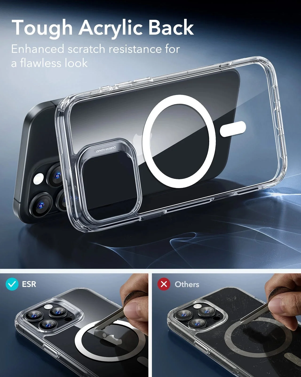 iPhone 16 Pro Max Classic Hybrid Case (HaloLock) - Clear Shimmer - Image 7