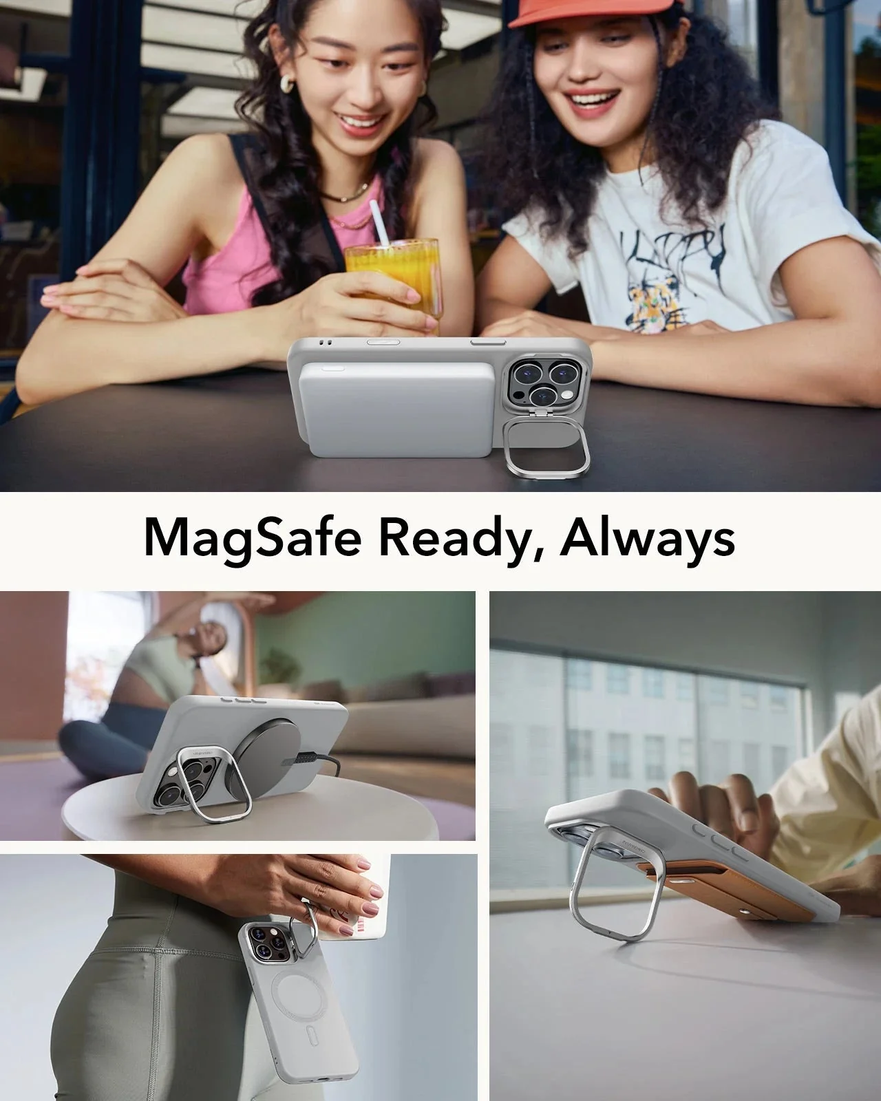 iPhone 16 Pro Max Cloud Soft Magnetic Case (Camera Control, Stash Stand) - Grey - Image 4