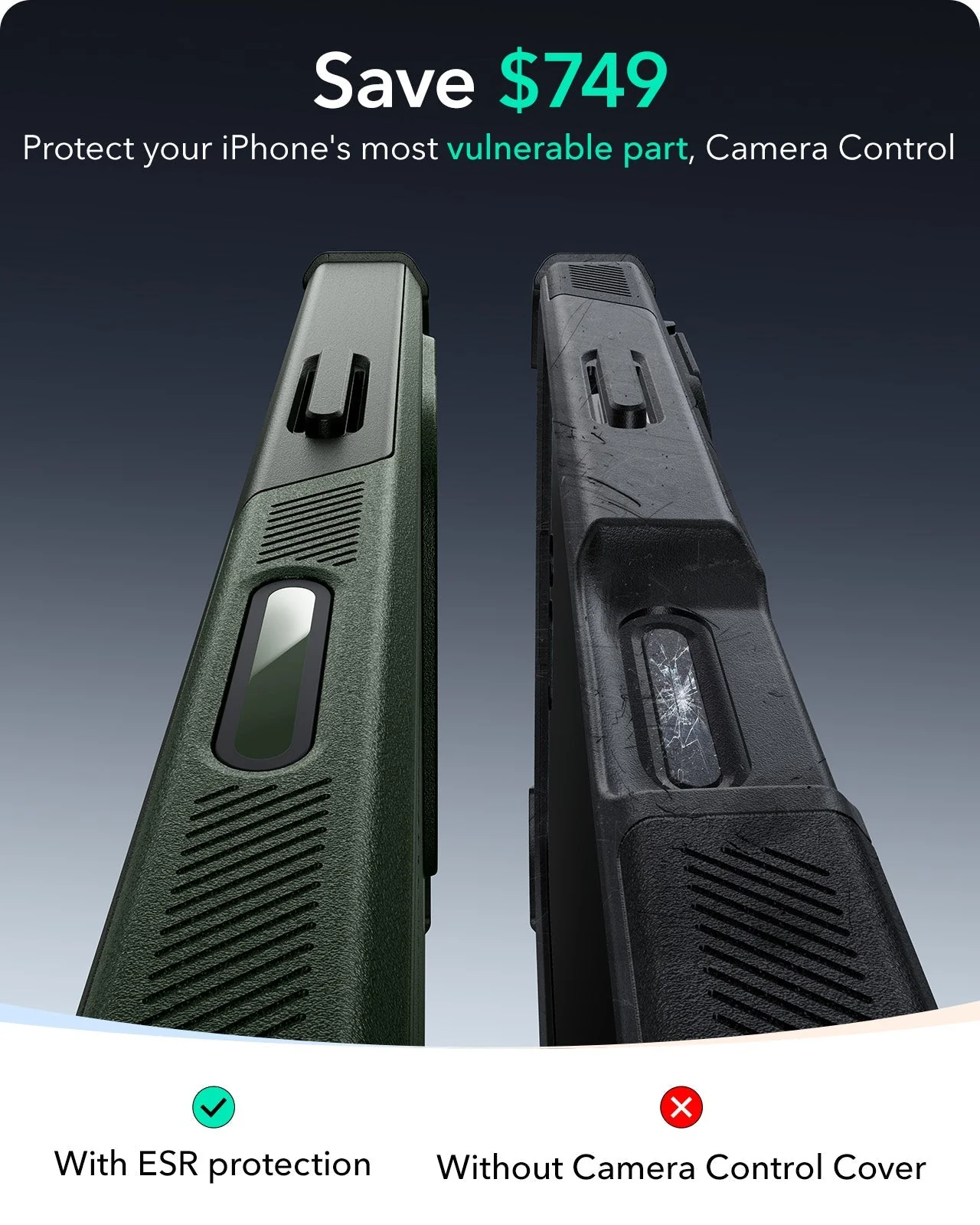 iPhone 16 Pro Max Cyber Tough Magnetic Case (Camera Control, Stash Stand) - Army Green - Image 3