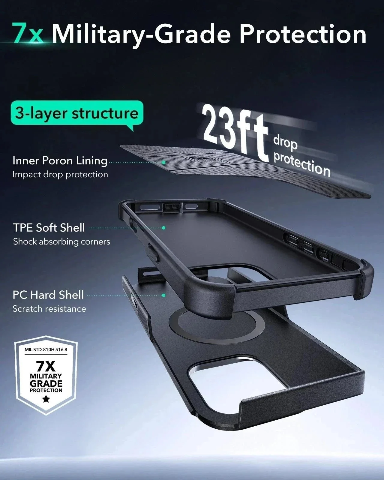 iPhone 16 Pro Max Cyber Tough Magnetic Case Privacy Protection Bundle (Camera Control, Stash Stand) - Grey - Image 7