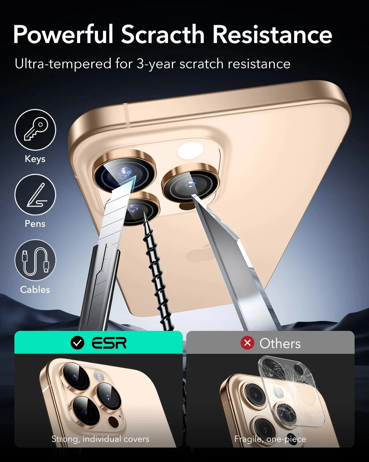iPhone 16 Pro Max/Pro Armorite Camera Lens Protectors - Desert Titanium - Image 7