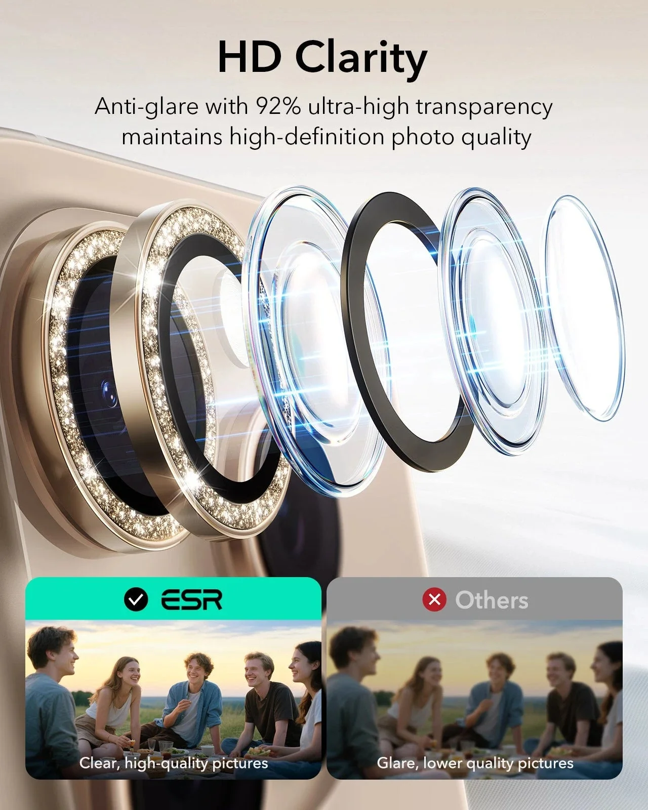 iPhone 16 Pro Max/Pro Armorite Camera Lens Protectors - Desert Titanium Shimmer - Image 5