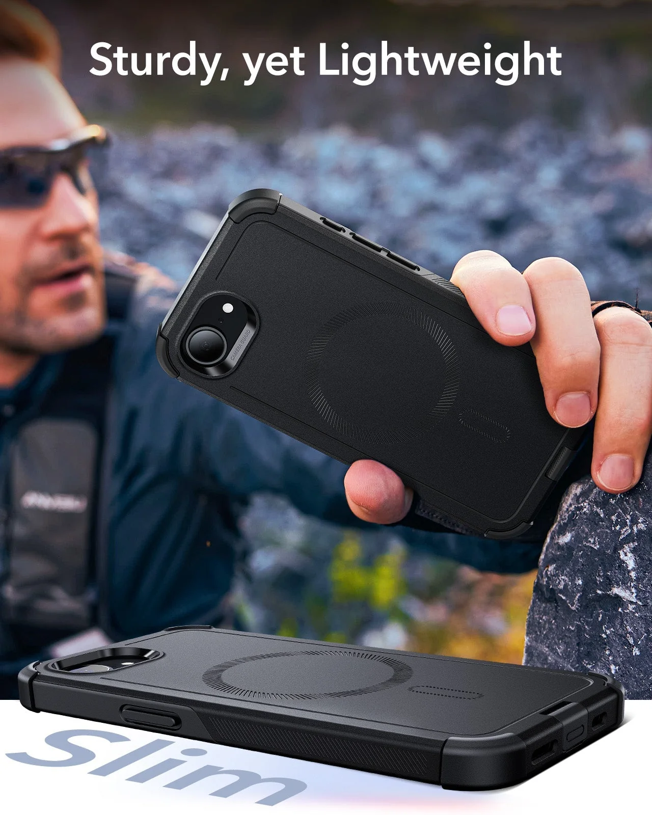 iPhone 16e HaloLock Cyber Tough Case - Black - Image 7