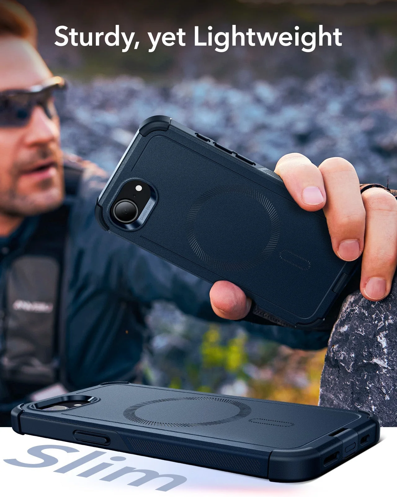 iPhone 16e HaloLock Cyber Tough Case - Dark Blue - Image 7