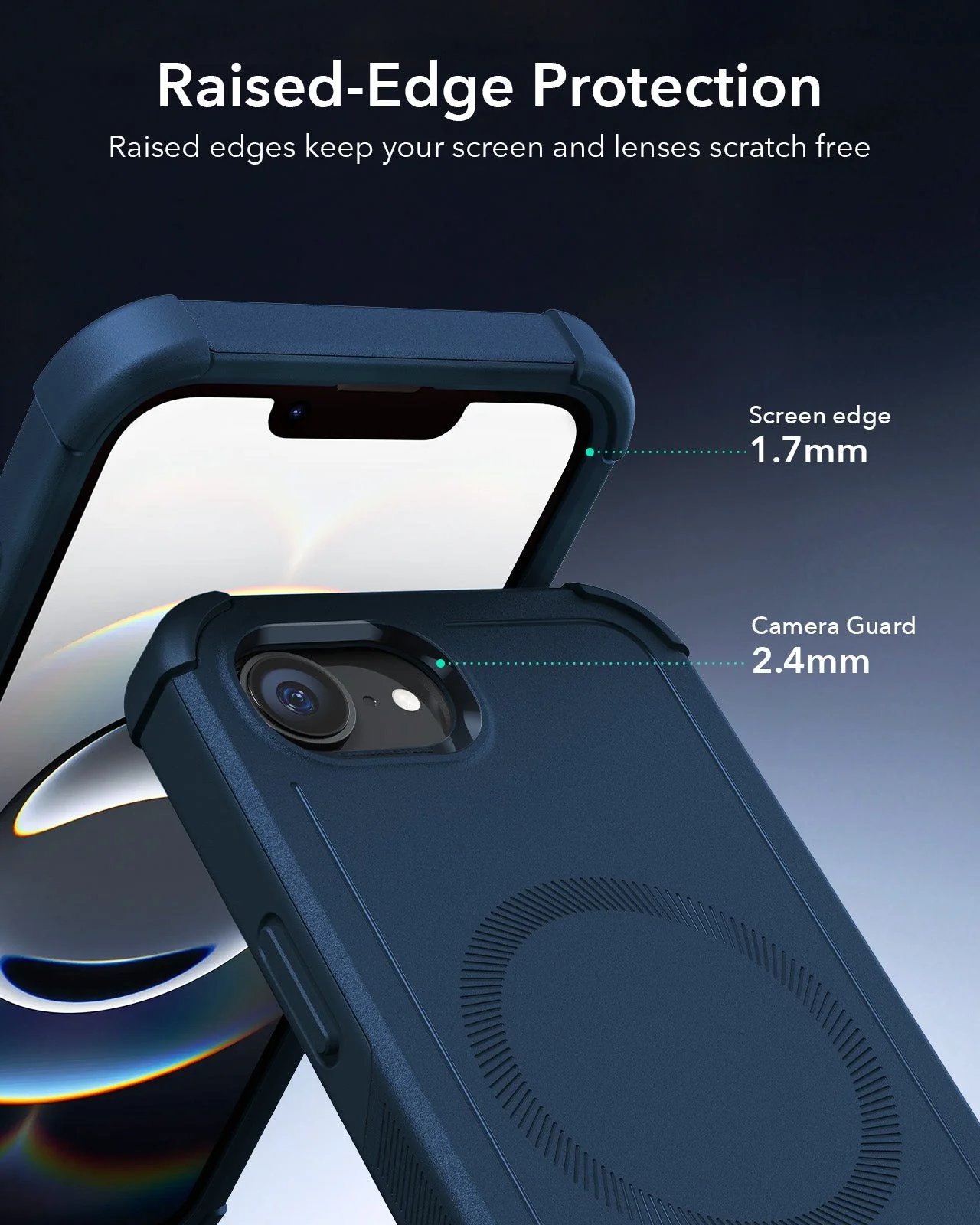 iPhone 16e HaloLock Cyber Tough Case - Dark Blue - Image 8