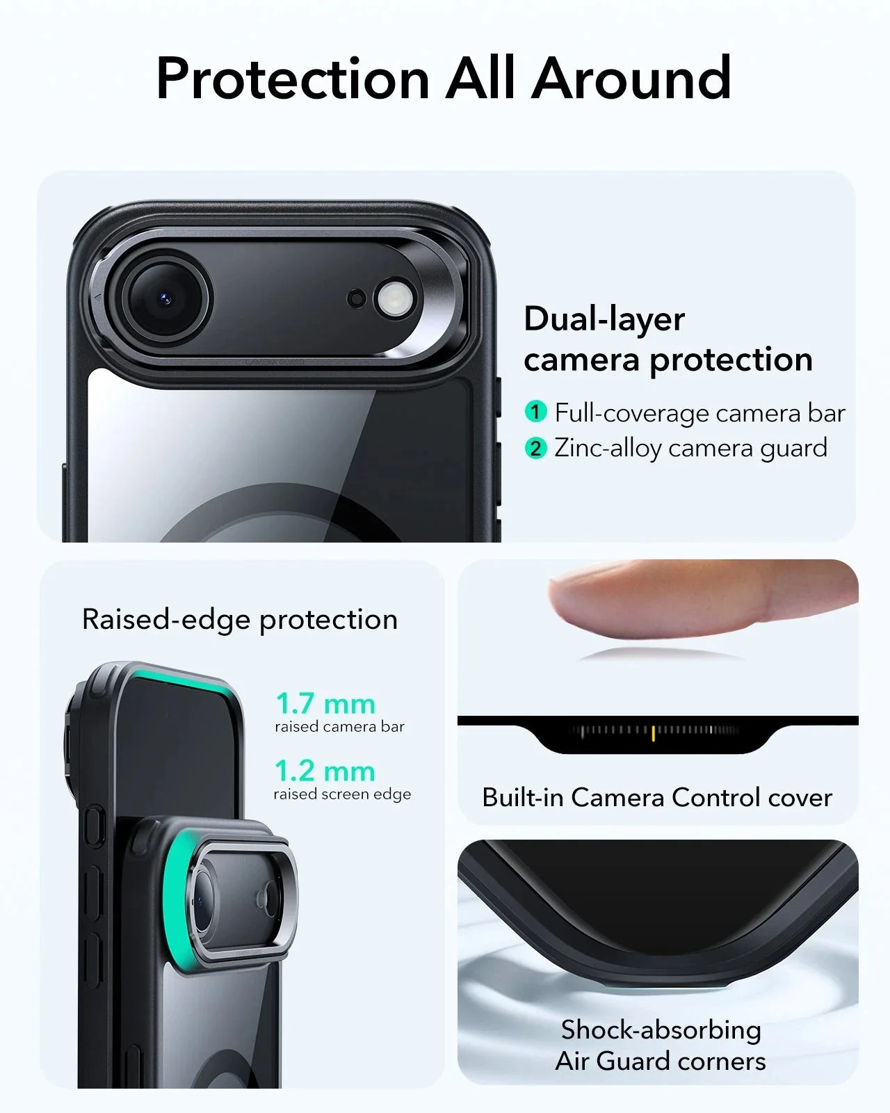 iPhone Air Classic Hybrid Magnetic Case (Camera Control, Stash Stand) - Clear Black - Image 4