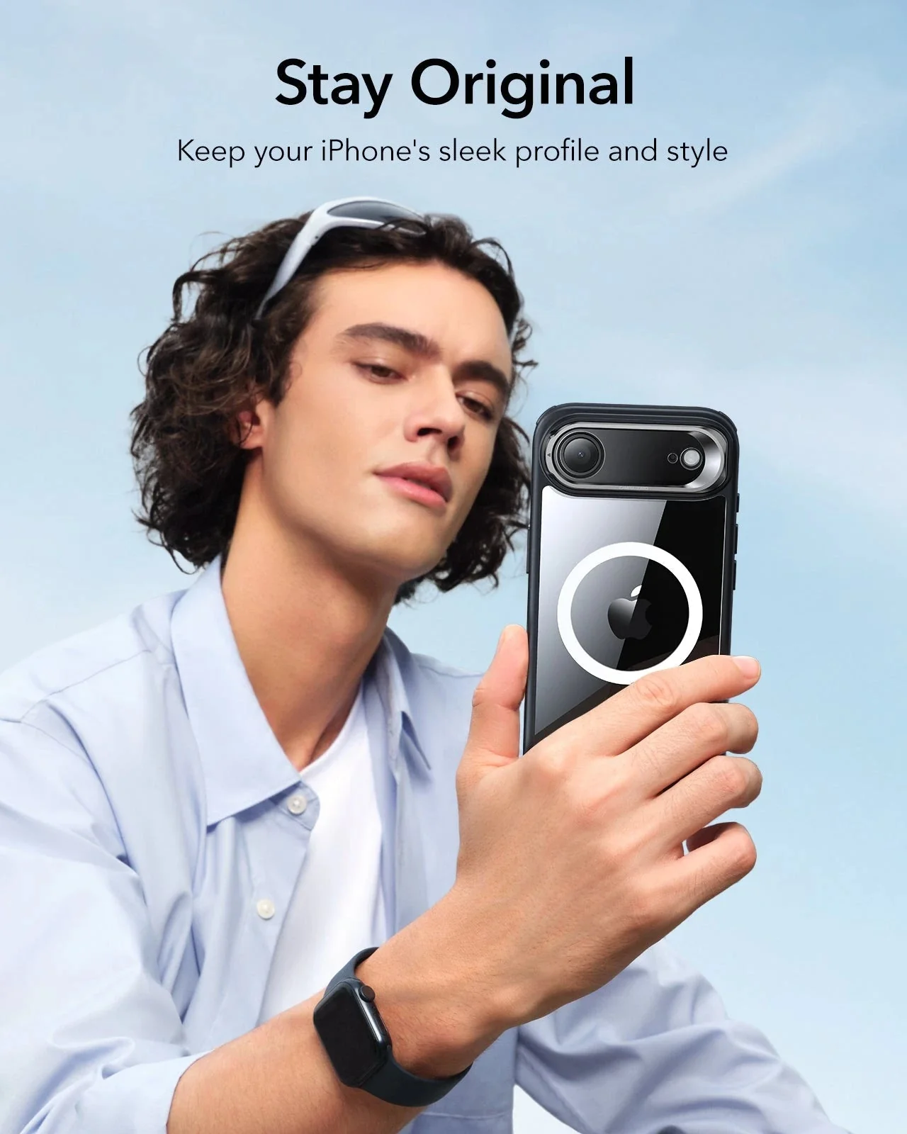 iPhone Air Classic Hybrid Magnetic Case (Camera Control, Stash Stand) - Clear Black - Image 8