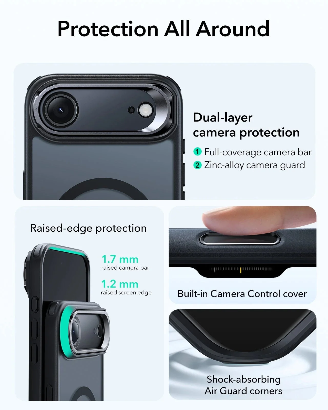 iPhone Air Classic Hybrid Magnetic Case (Camera Control, Stash Stand) - Frosted Black - Image 4
