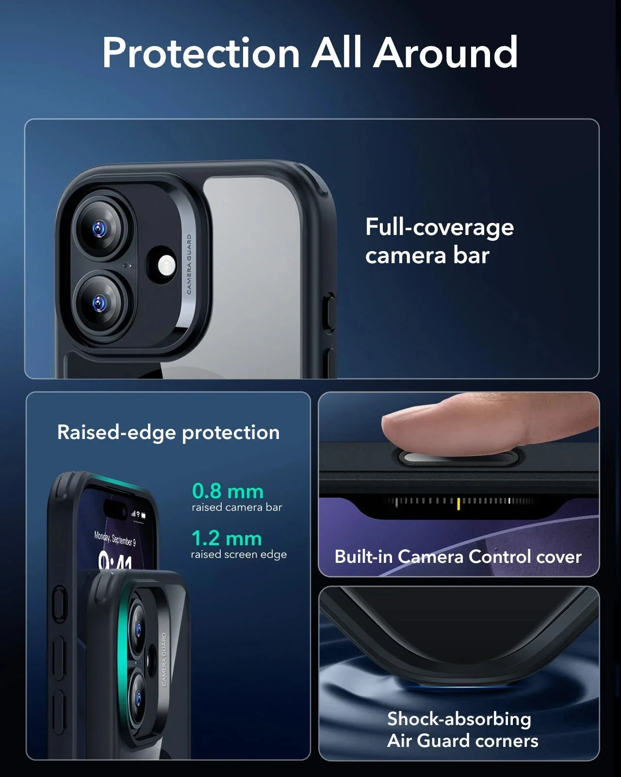 iPhone 17 Classic Hybrid Magnetic Case (Camera Control) - Clear Black - Image 3