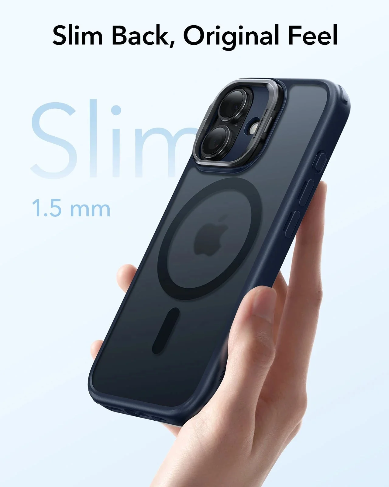 iPhone 17 Classic Hybrid Magnetic Case (Camera Control, Stash Stand) - Frosted Blue - Image 7