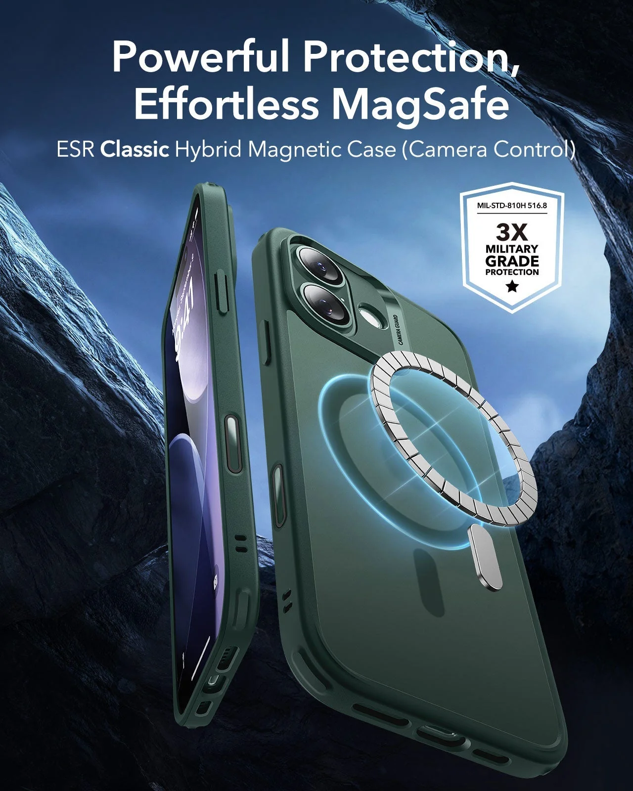 iPhone 17 Classic Hybrid Magnetic Case (Camera Control) - Frosted Green - Image 2