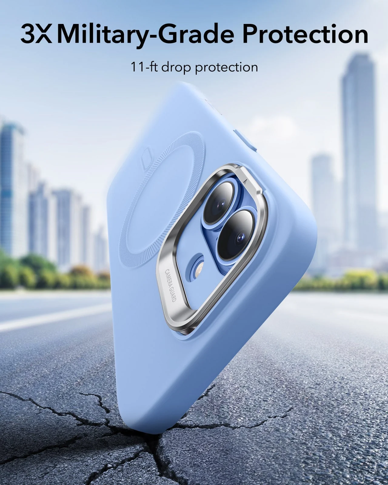 iPhone 17 Bundle Cloud Soft Magnetic Case (Stash Stand) and Armorite Pro Privacy Screen Protector - Mist Blue - Image 4