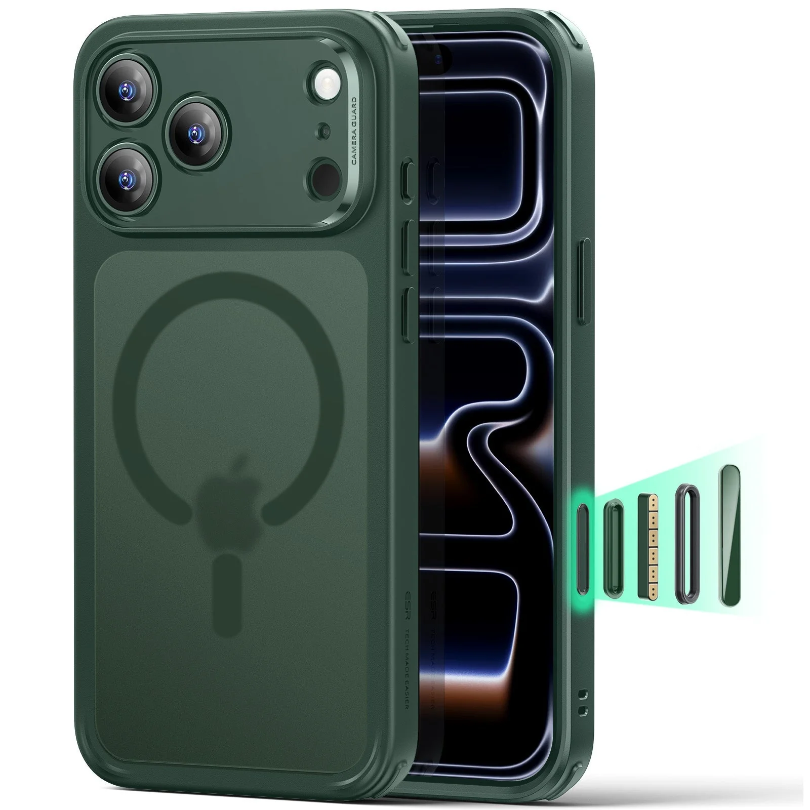 iPhone 17 Pro Classic Hybrid Magnetic Case (Camera Control) - Frosted Green