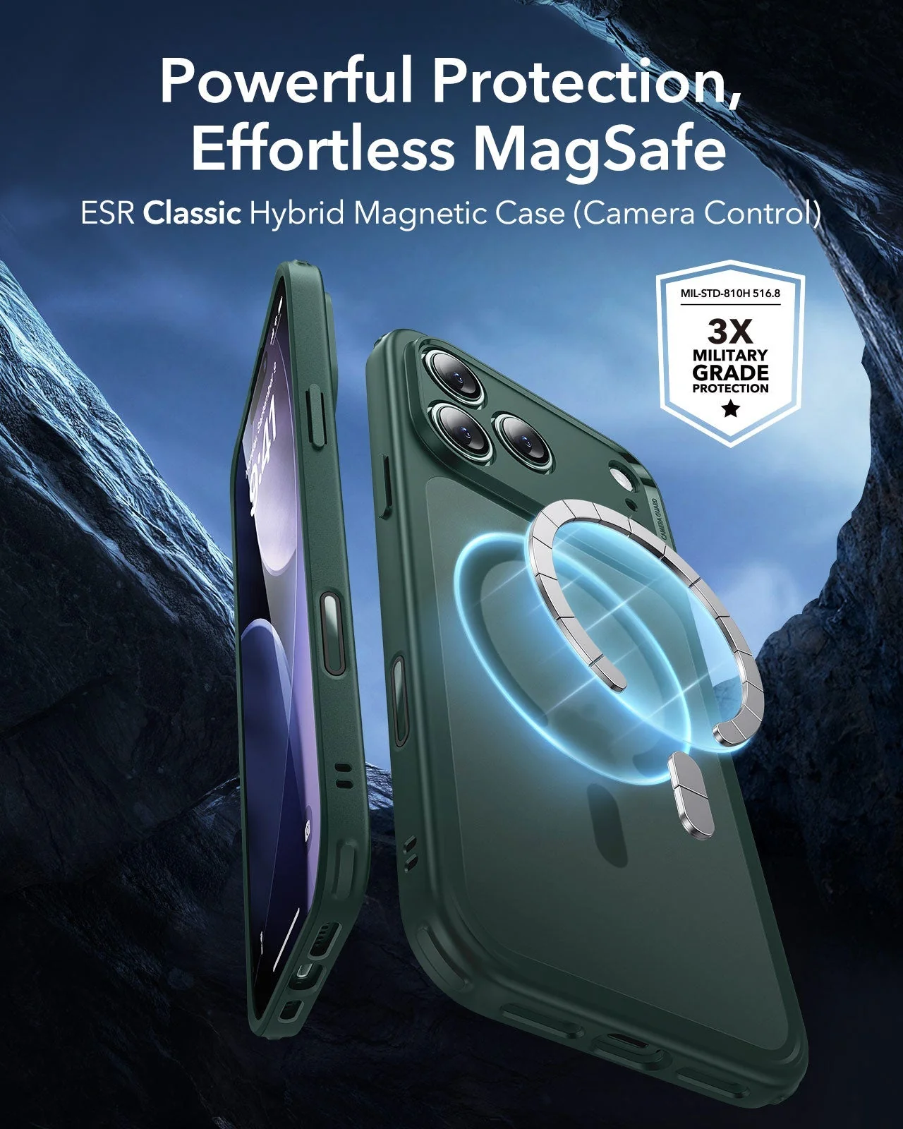 iPhone 17 Pro Classic Hybrid Magnetic Case (Camera Control) - Frosted Green - Image 2