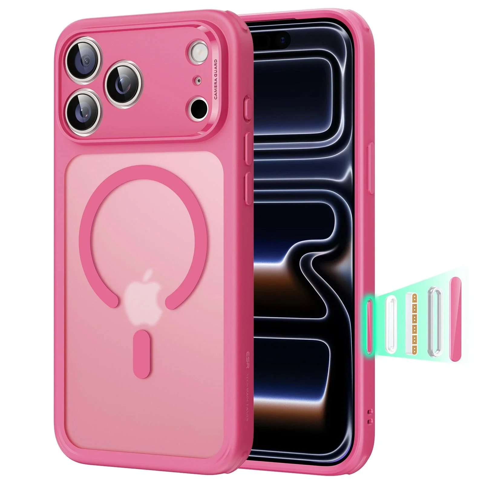 iPhone 17 Pro Classic Hybrid Magnetic Case (Camera Control) - Frosted Pink