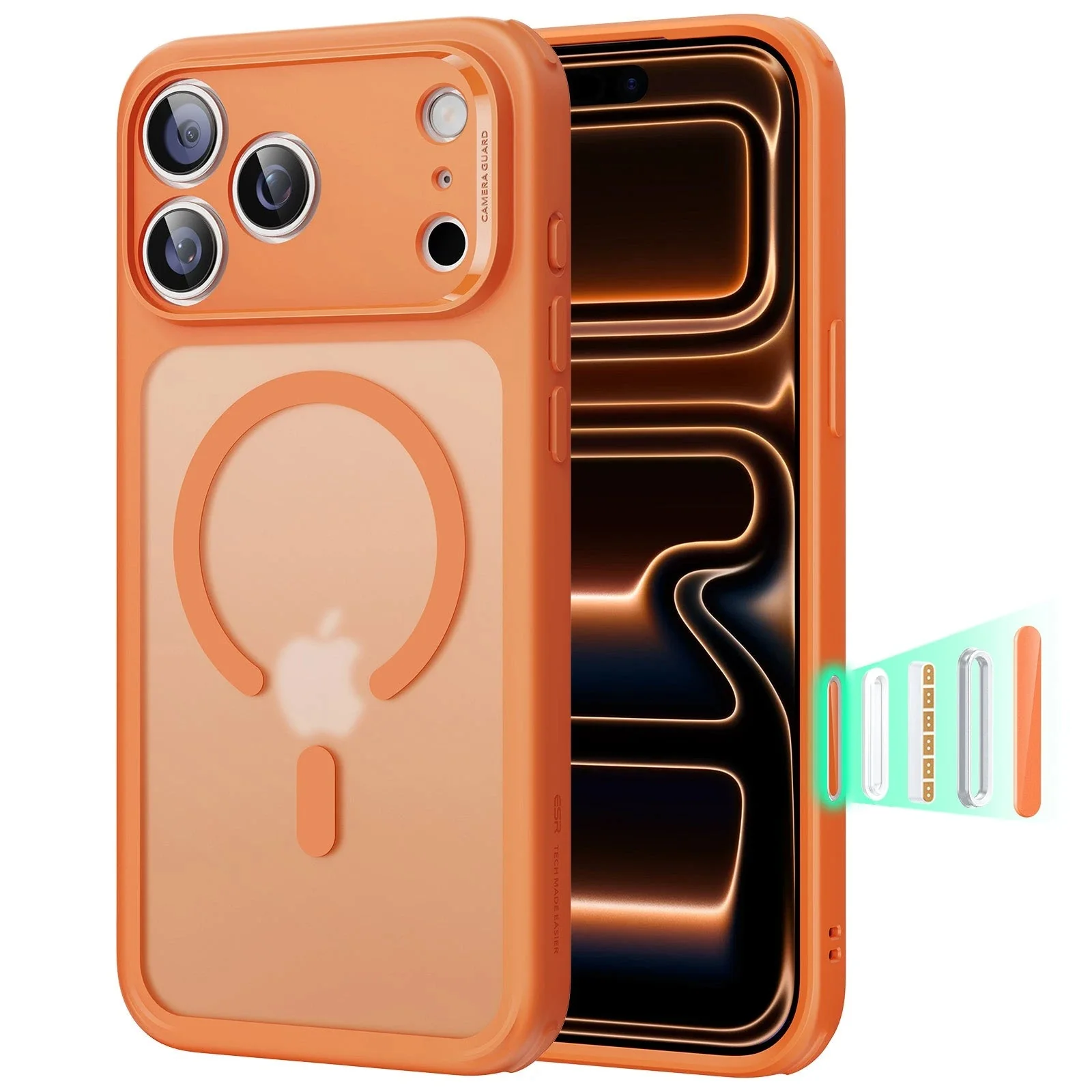 iPhone 17 Pro Max Classic Hybrid Magnetic Case (Camera Control) - Frosted Orange