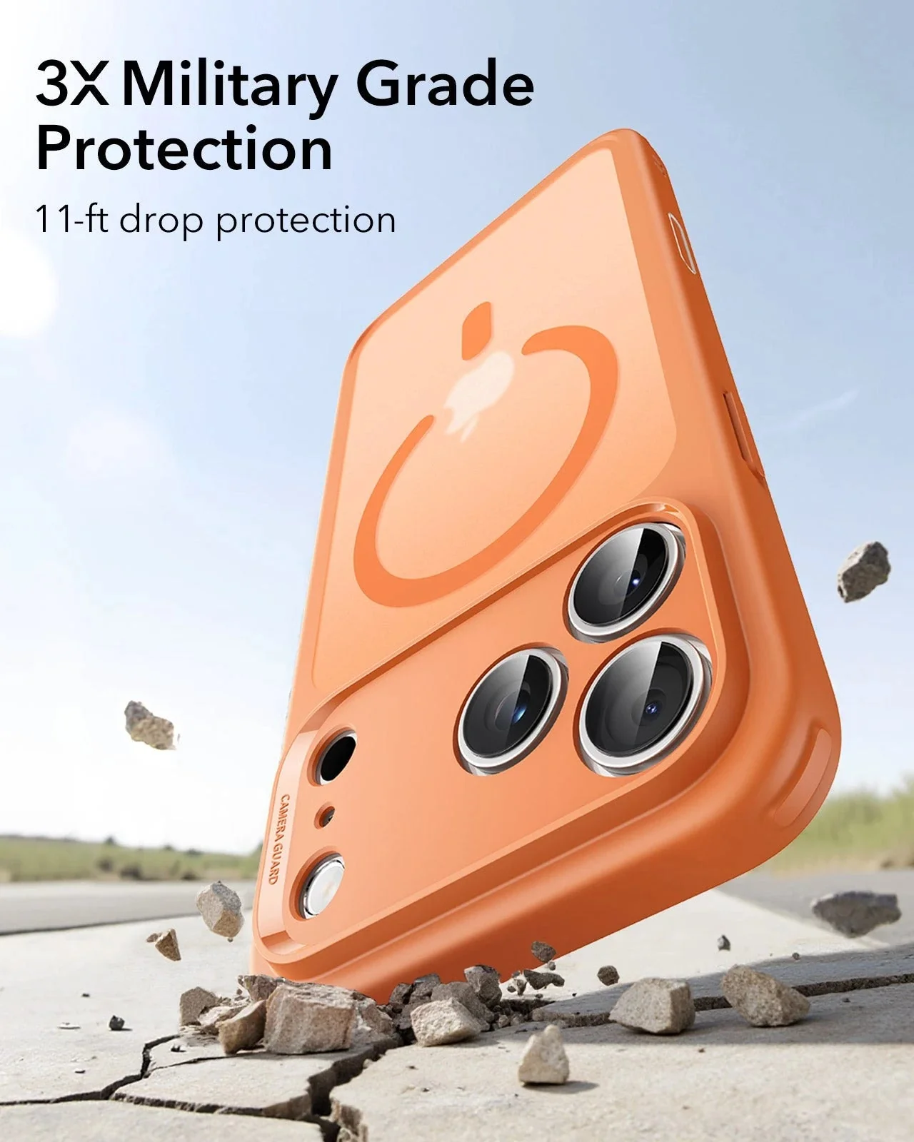 iPhone 17 Pro Max Classic Hybrid Magnetic Case (Camera Control) - Frosted Orange - Image 4