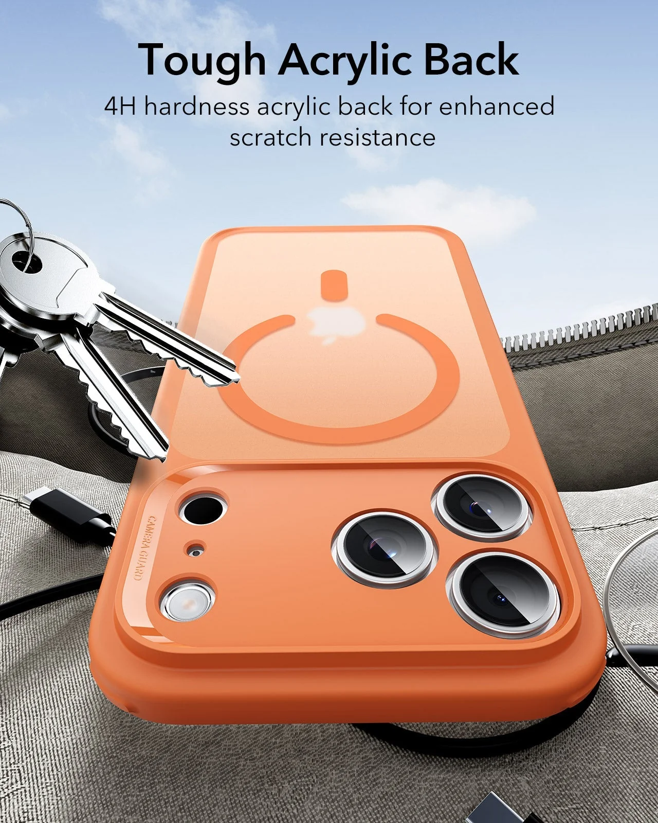 iPhone 17 Pro Max Classic Hybrid Magnetic Case (Camera Control) - Frosted Orange - Image 7