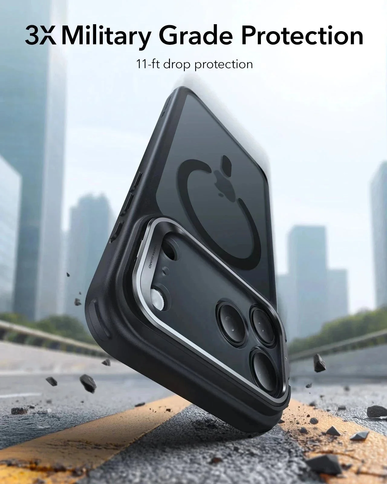 iPhone 17 Pro Classic Hybrid Magnetic Case (Camera Control, Stash Stand) - Frosted Black - Image 3