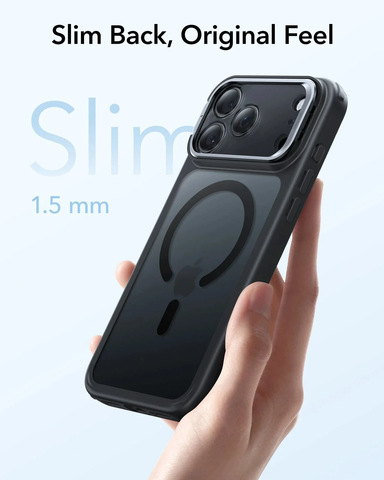 iPhone 17 Pro Classic Hybrid Magnetic Case (Camera Control, Stash Stand) - Frosted Black - Image 7