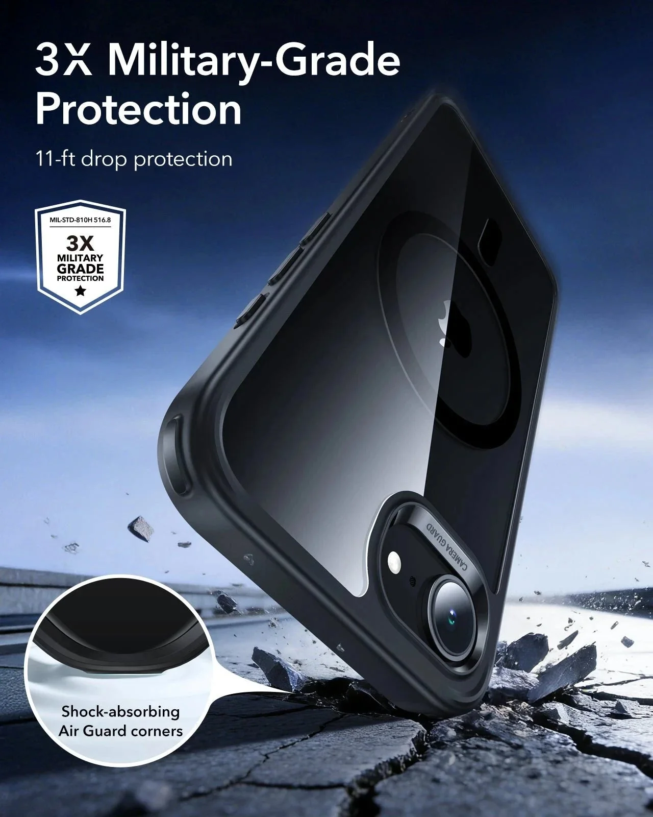 iPhone 17e Classic Hybrid Magnetic Case - Clear Black - Image 3