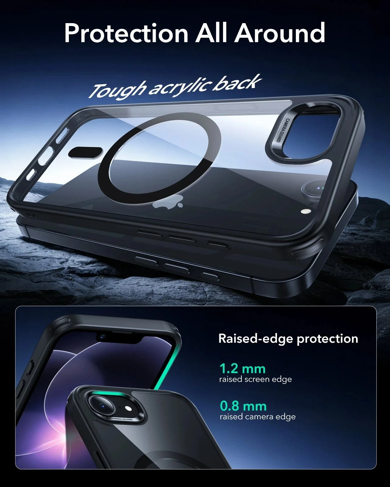 iPhone 17e Classic Hybrid Magnetic Case - Clear Black - Image 4