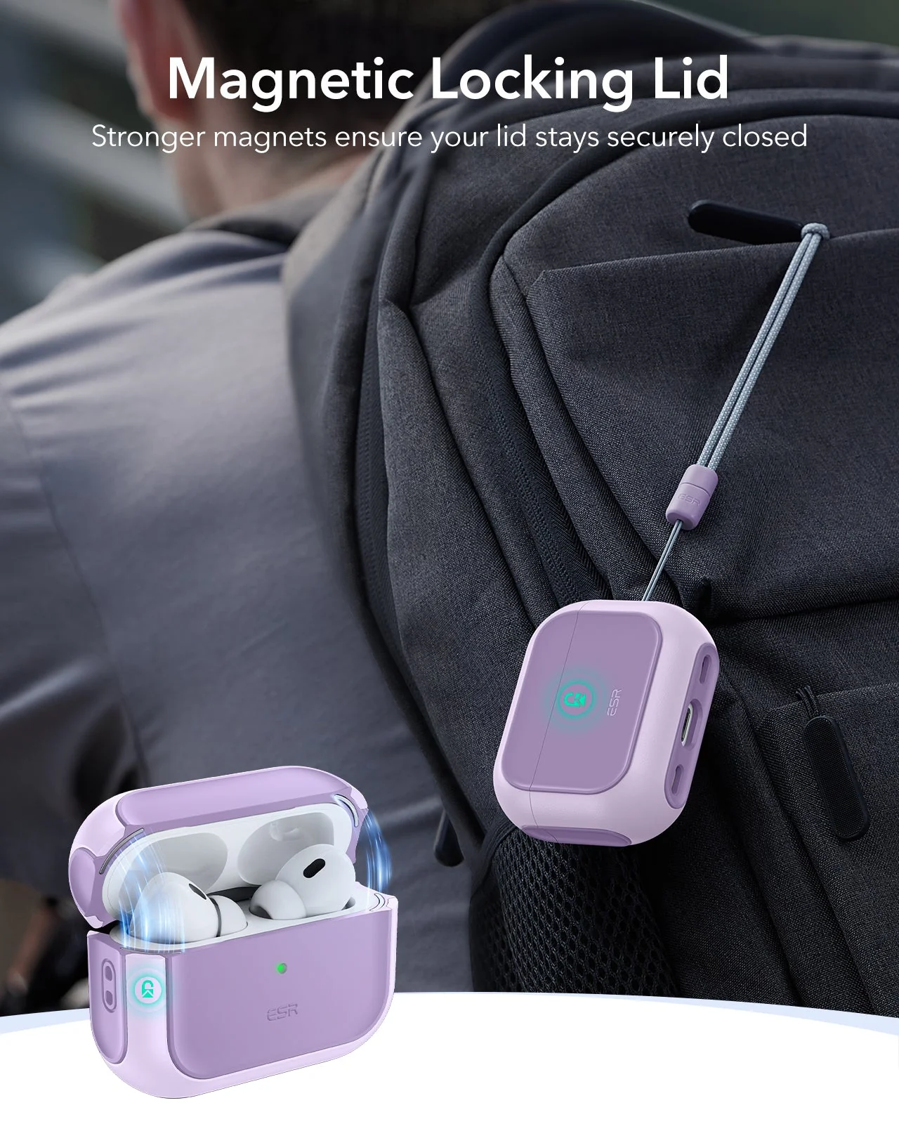 AirPods Pro 3 Orbit Hybrid Magnetic Case - Lavender - Image 9