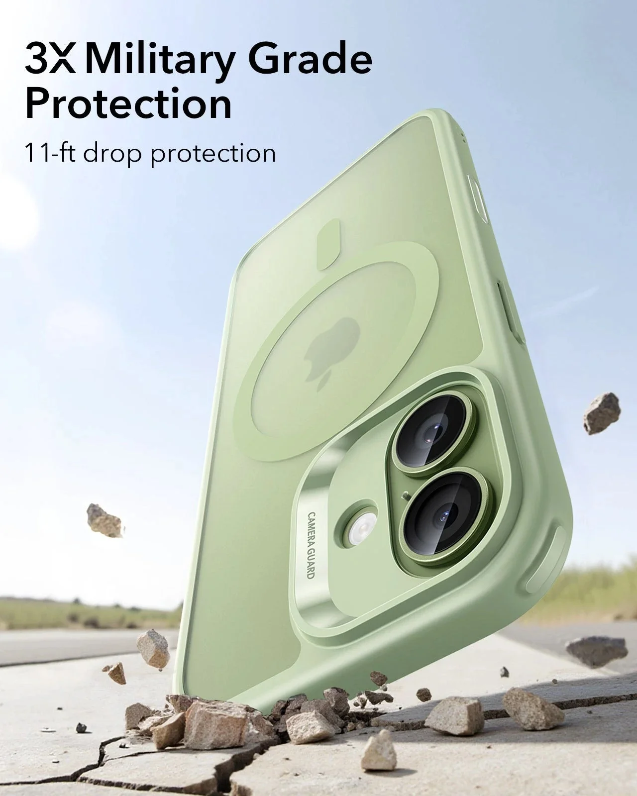 iPhone 17 Bundle Classic Hybrid Magnetic Case (Camera Control) and Armorite Privacy Screen Protector - Frosted Light Green - Image 4