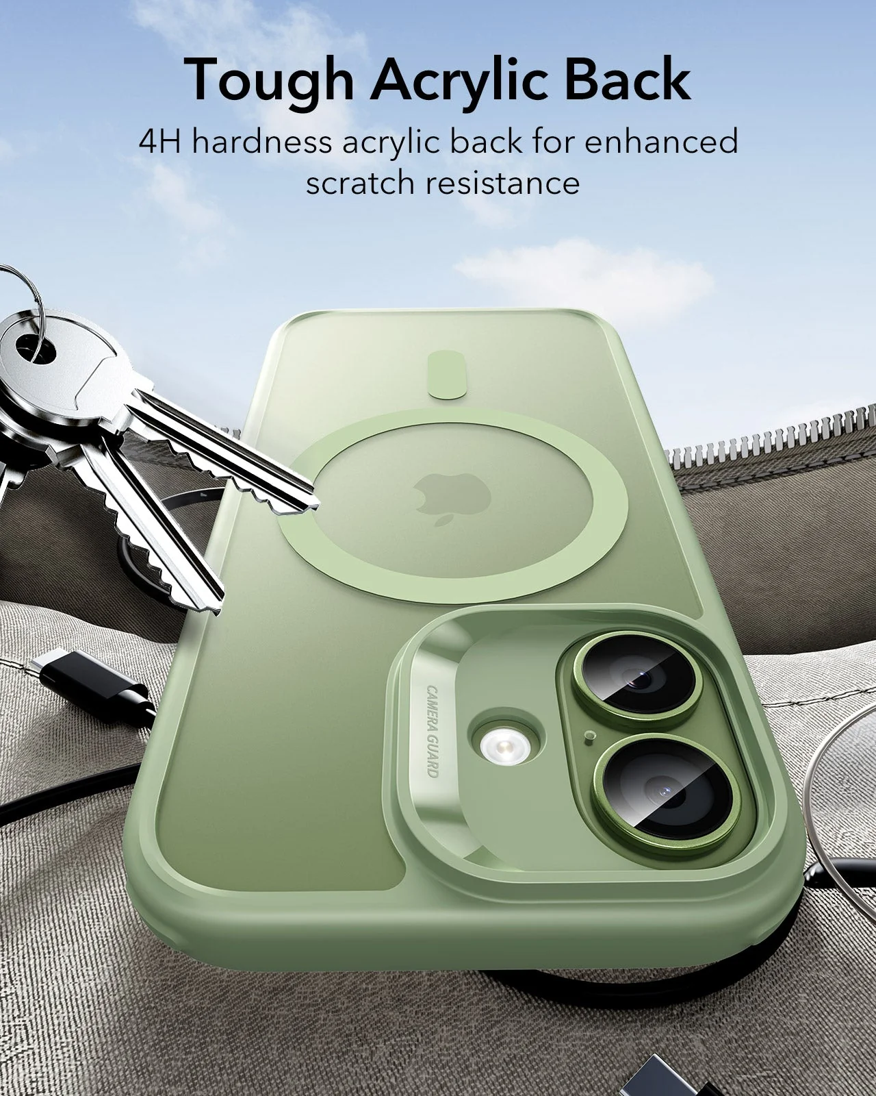iPhone 17 Bundle Classic Hybrid Magnetic Case (Camera Control) and Armorite Privacy Screen Protector - Frosted Light Green - Image 7