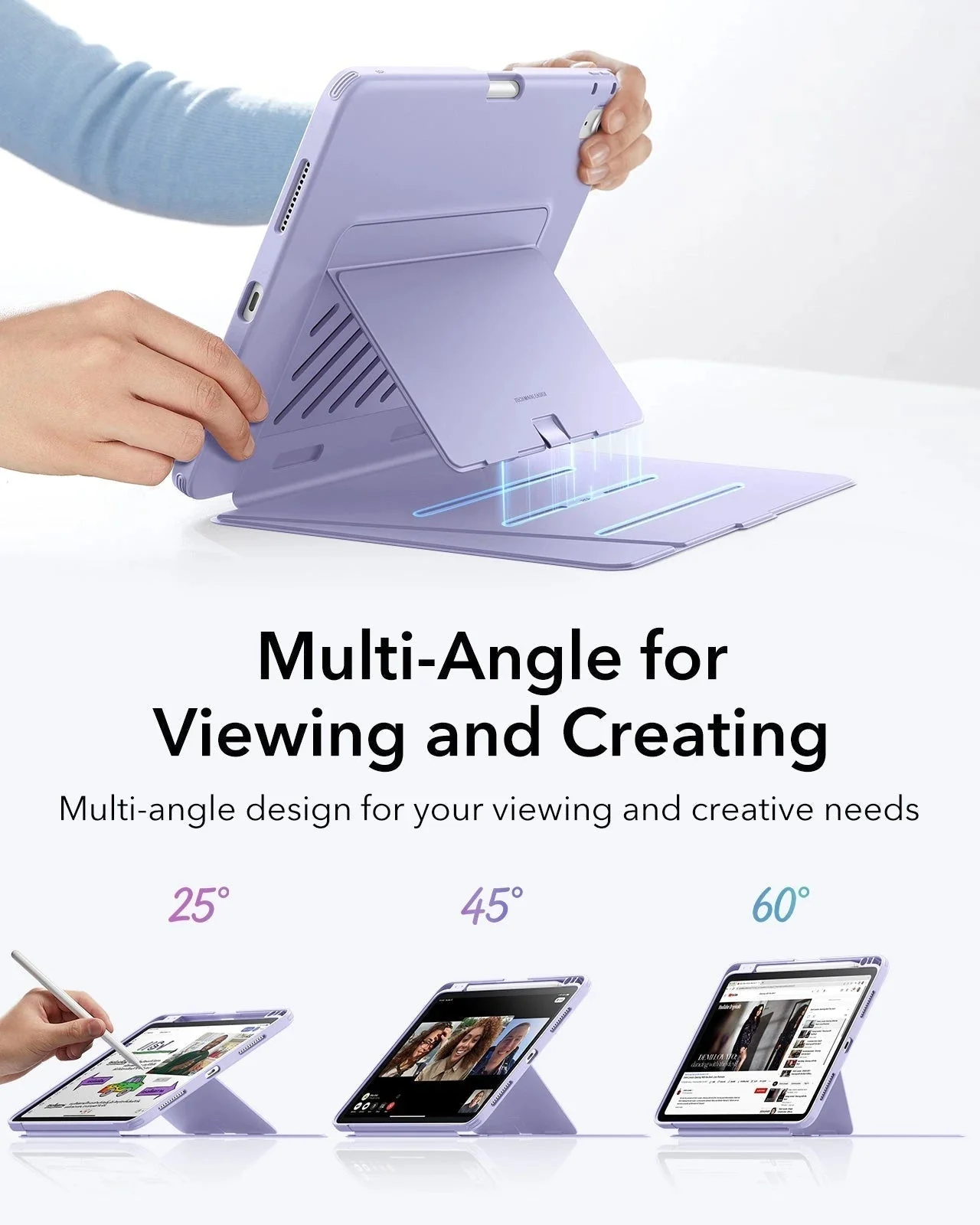 iPad Air 11" (M4) 2026 Bundle Flip Magnetic Case with Pencil Holder & Armorite® Paper-Feel Protection - Light Purple - Image 4