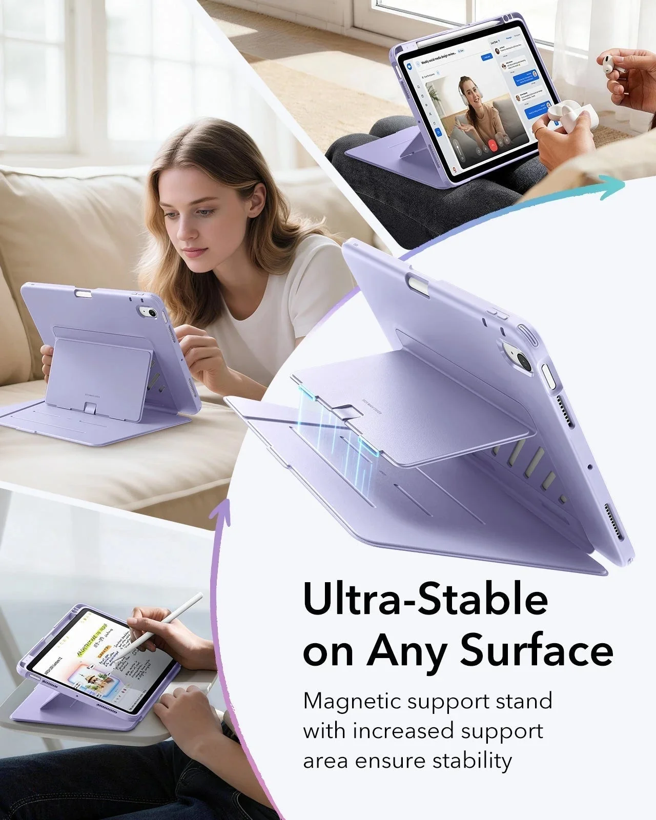 iPad Air 11" (M4) 2026 Bundle Flip Magnetic Case with Pencil Holder & Armorite® Paper-Feel Protection - Light Purple - Image 5