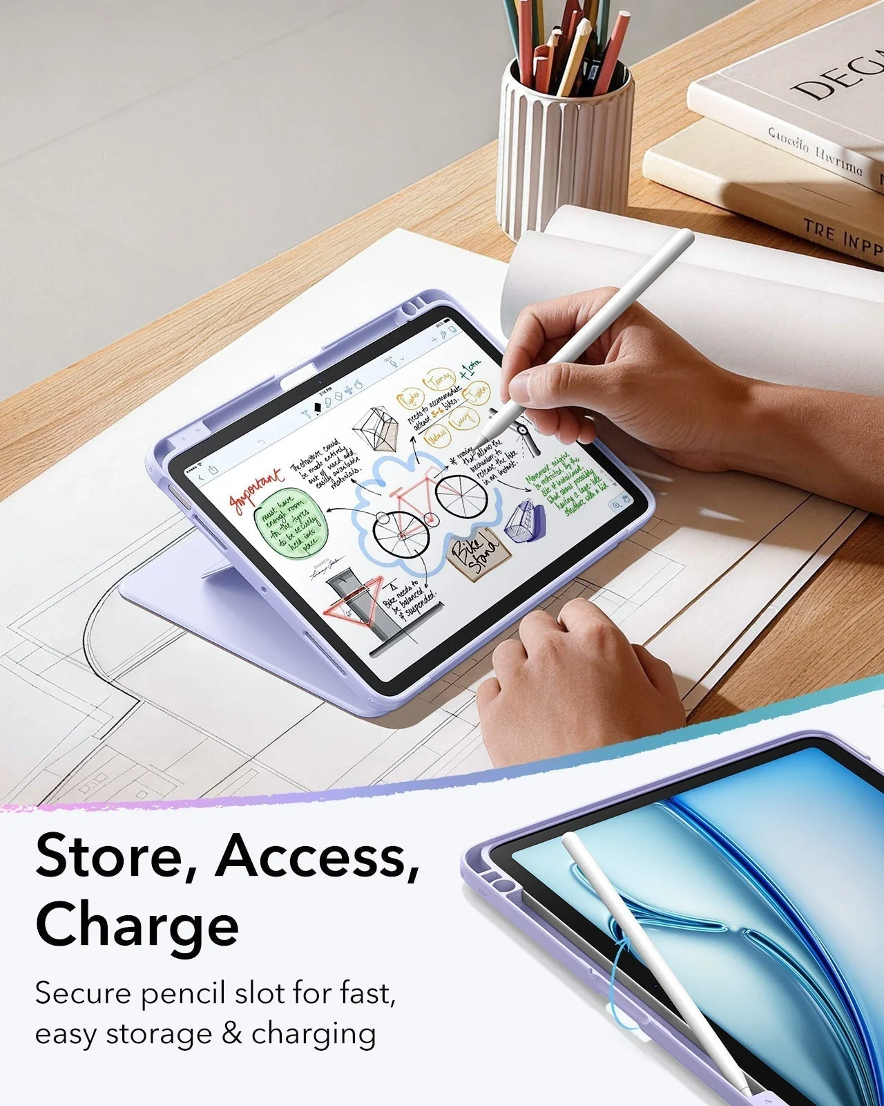 iPad Air 11" (M4) 2026 Bundle Flip Magnetic Case with Pencil Holder & Armorite® Protection - Light Purple - Image 7