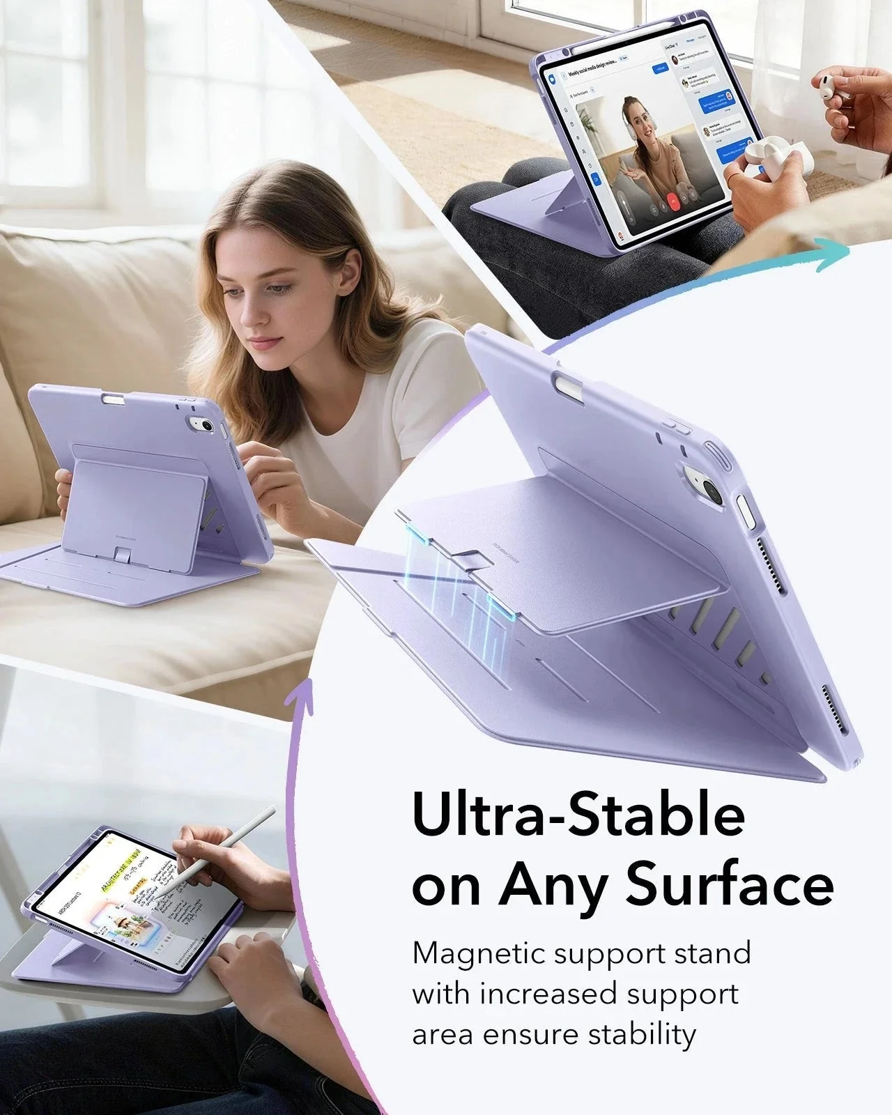 iPad Air 13" (M4) 2026 Flip Magnetic Case with Pencil Holder - Light Purple - Image 5