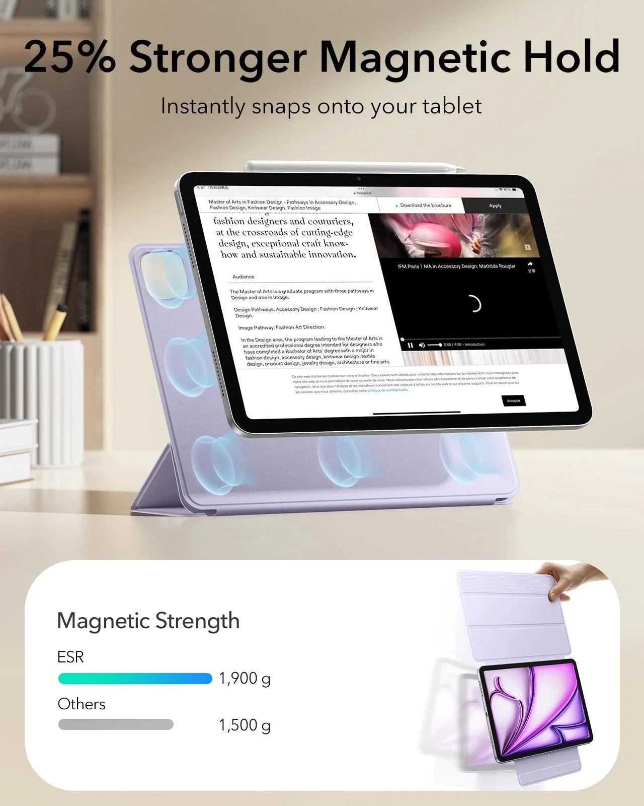 iPad Air 13" (M4) 2026 Rebound Magnetic Case - Light Purple - Image 6