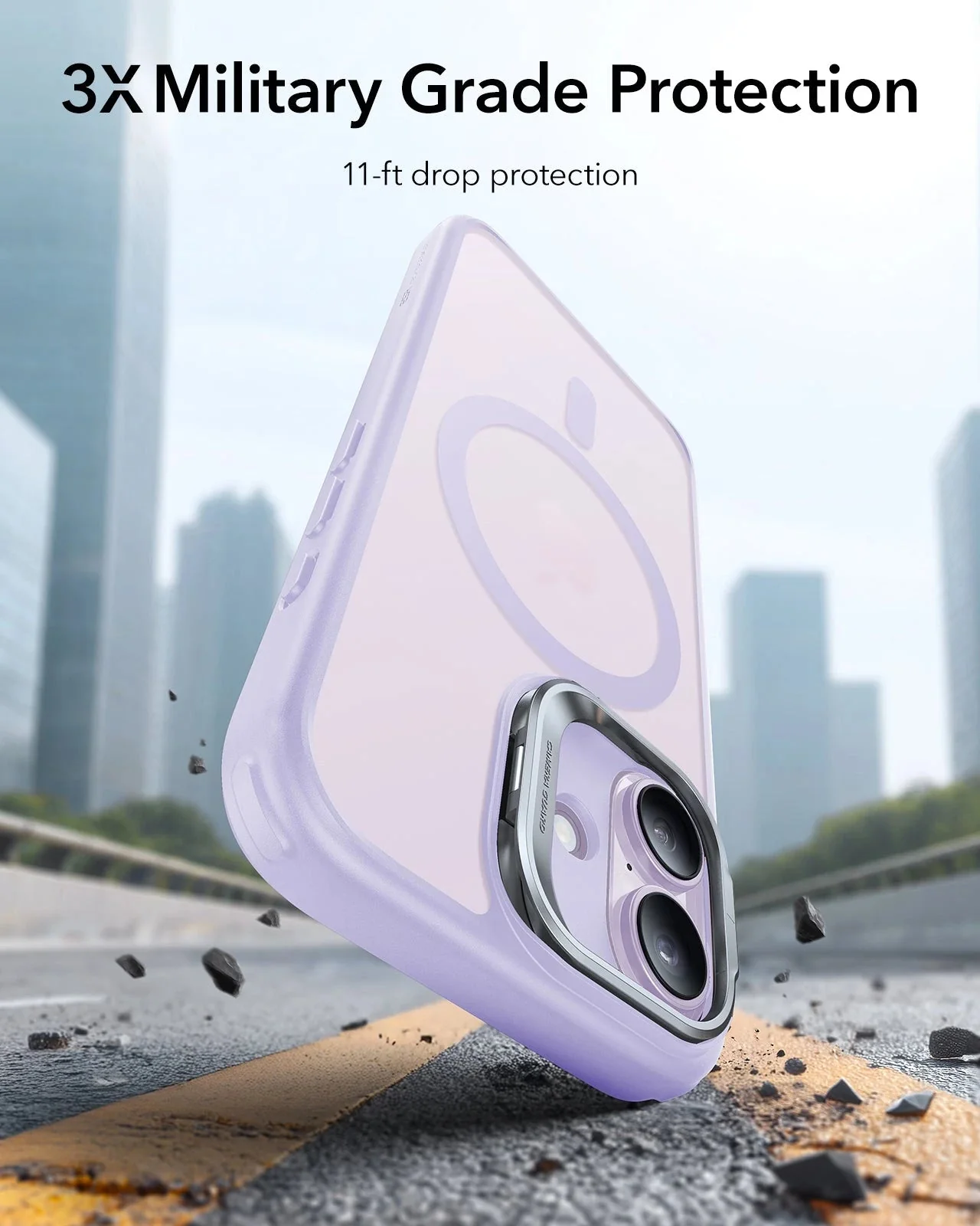 iPhone 17 Bundle Classic Hybrid Magnetic Case (Camera Control, Stash Stand) and Armorite Pro Screen Protector - Frosted Light Purple - Image 4