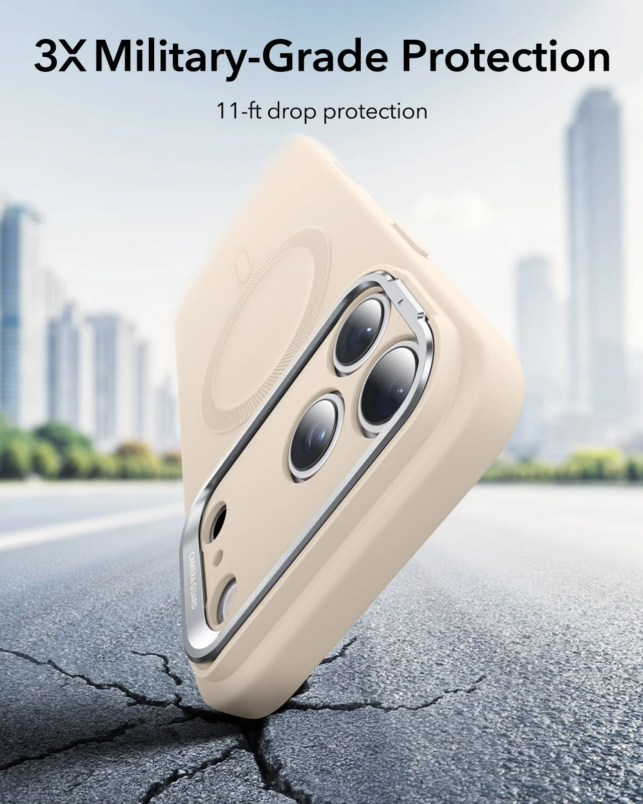 iPhone 17 Pro Cloud Soft Magnetic Case (Camera Control, Stash Stand) Armorite Protection Bundle - Light Tan - Image 4