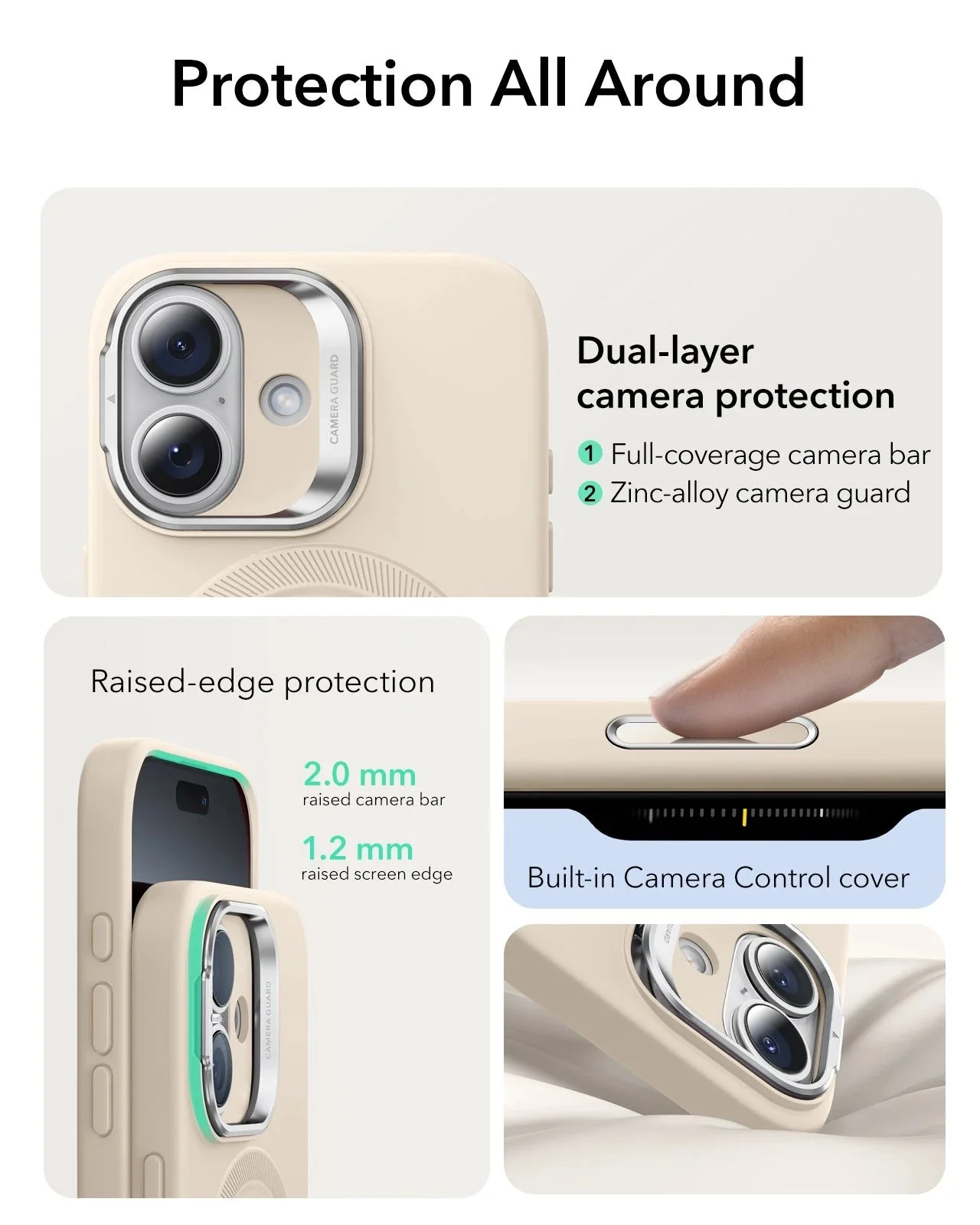 iPhone 17 Cloud Soft Magnetic Case (Camera Control, Stash Stand) Armorite Privacy Protection Bundle - Light Tan - Image 3