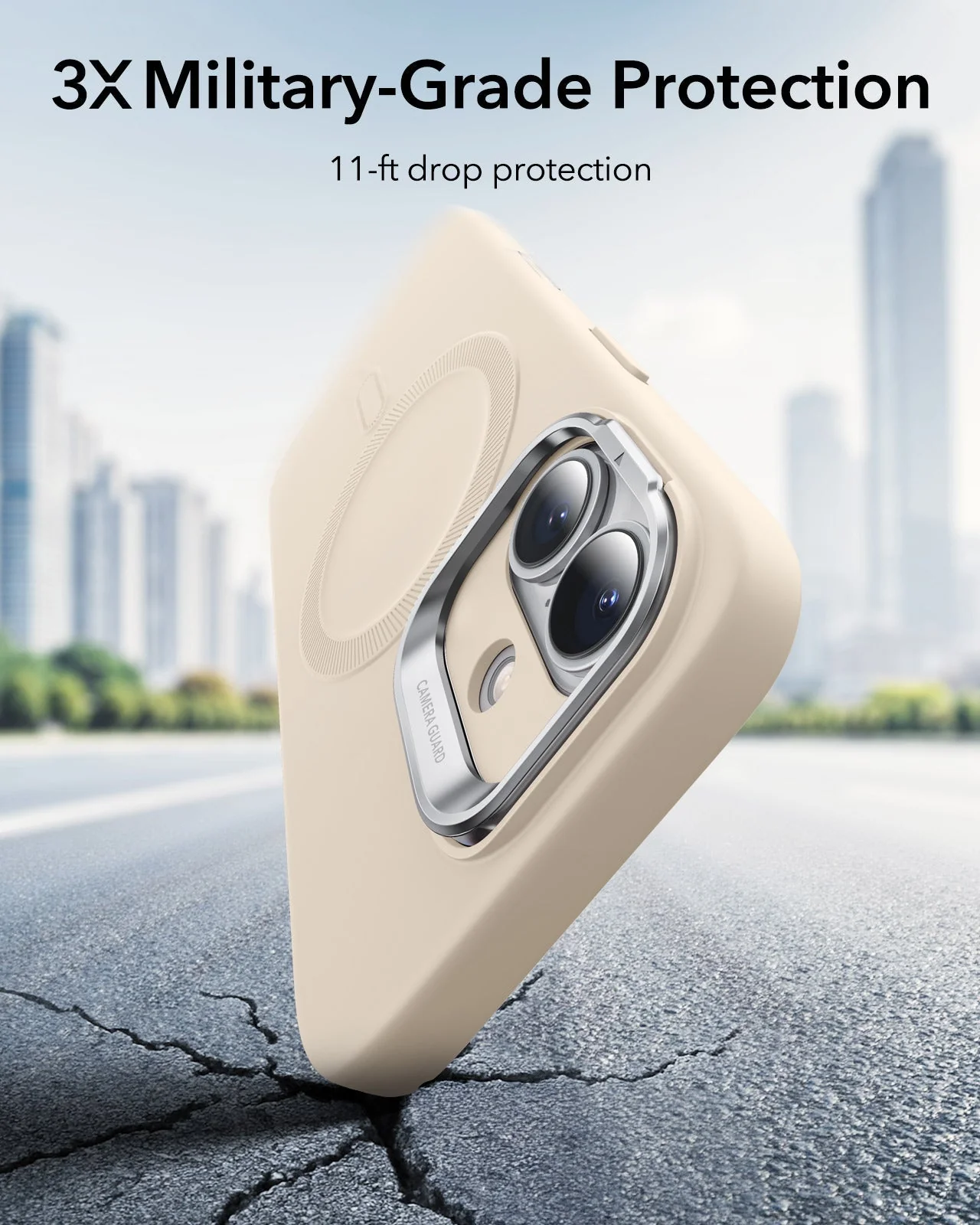 iPhone 17 Cloud Soft Magnetic Case (Camera Control, Stash Stand) Armorite Privacy Protection Bundle - Light Tan - Image 4