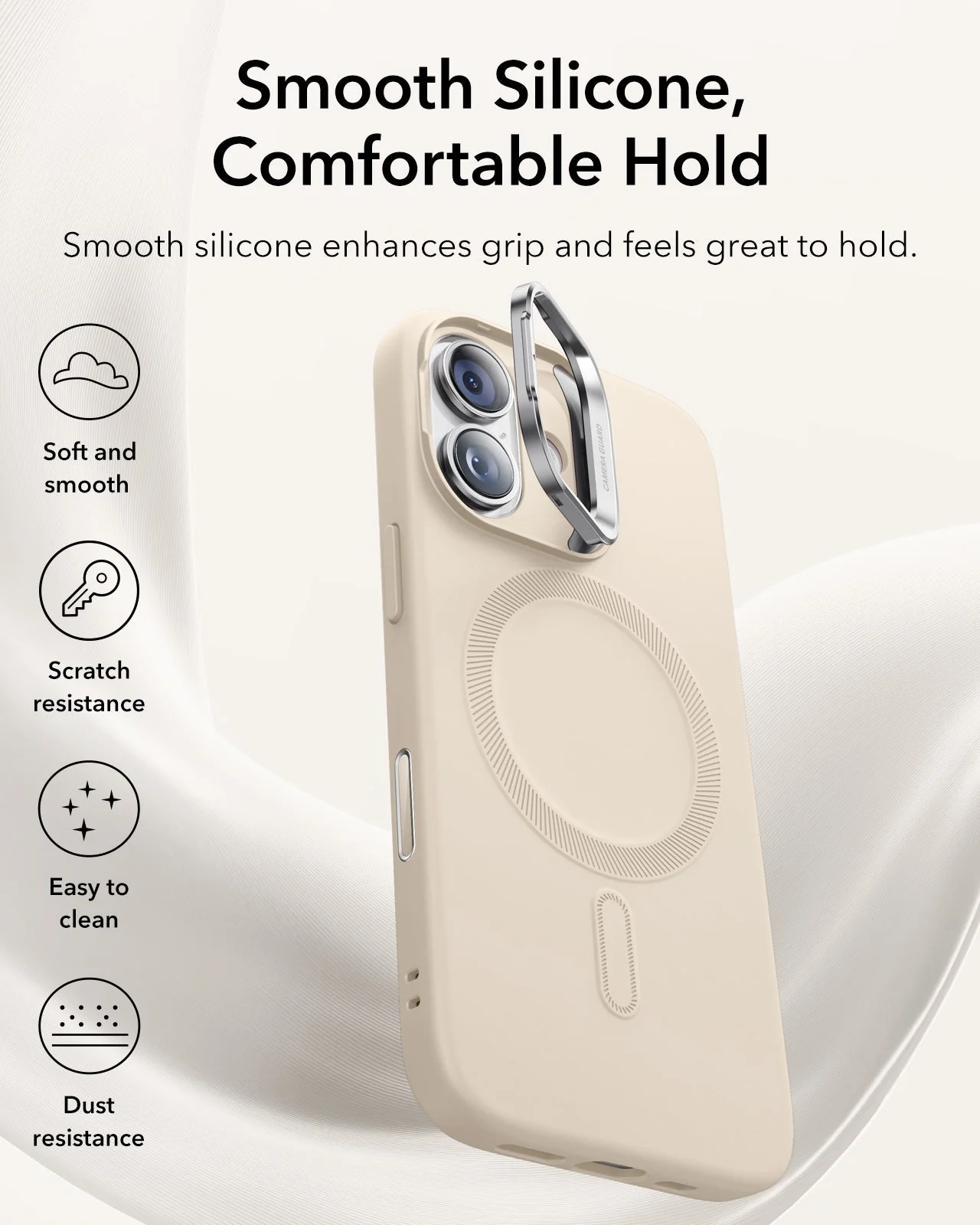 iPhone 17 Cloud Soft Magnetic Case (Camera Control, Stash Stand) Armorite Privacy Protection Bundle - Light Tan - Image 6