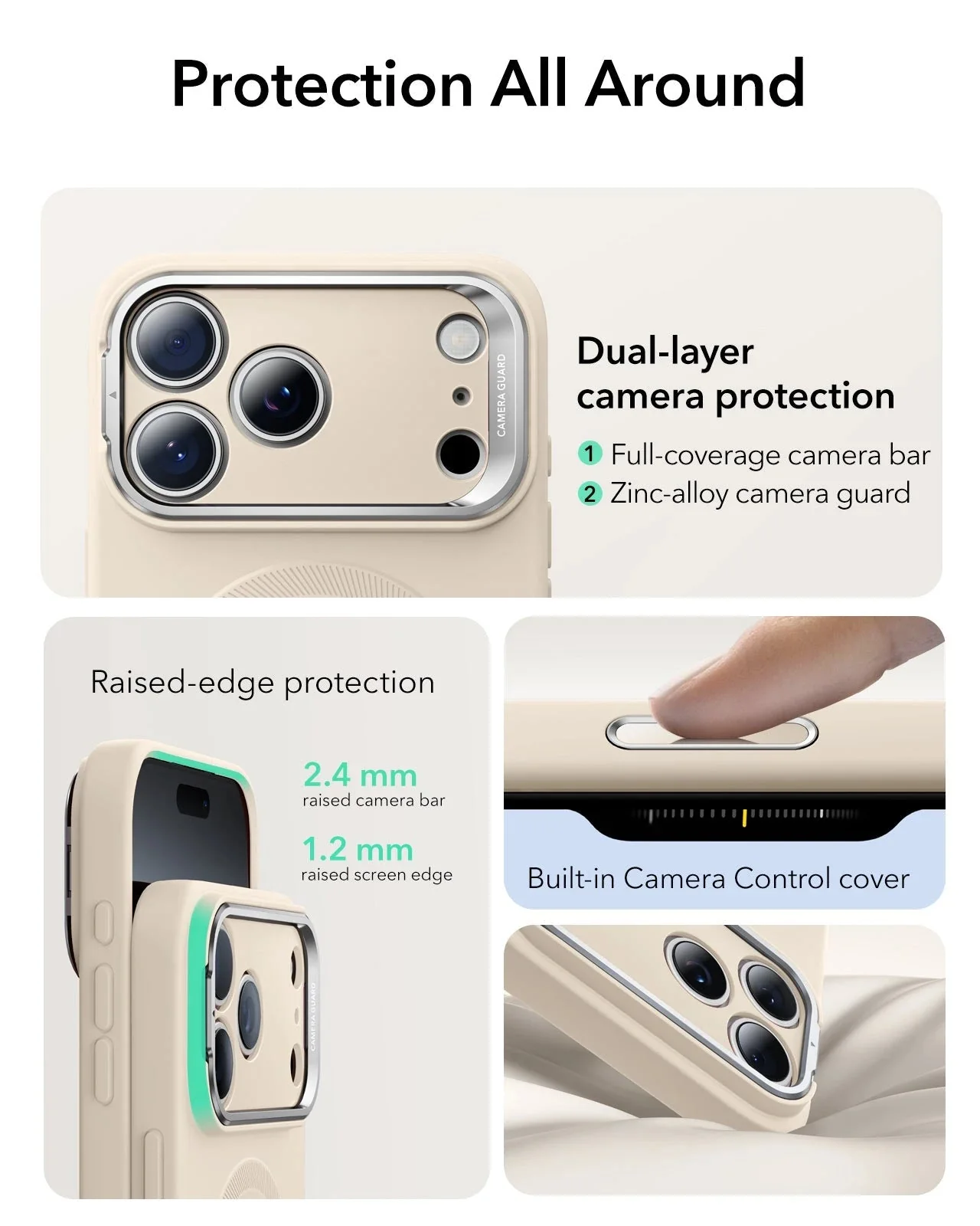 iPhone 17 Pro Max Cloud Soft Magnetic Case (Camera Control, Stash Stand) Armorite Protection Bundle - Light Tan - Image 3
