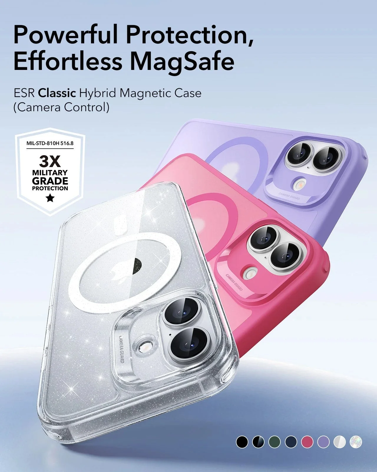 iPhone 17 Classic Hybrid Magnetic Case (Camera Control) - Clear Shimmer - Image 2