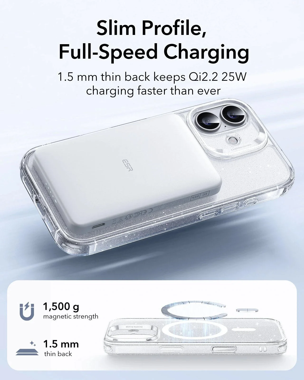 iPhone 17 Classic Hybrid Magnetic Case (Camera Control) - Clear Shimmer - Image 5