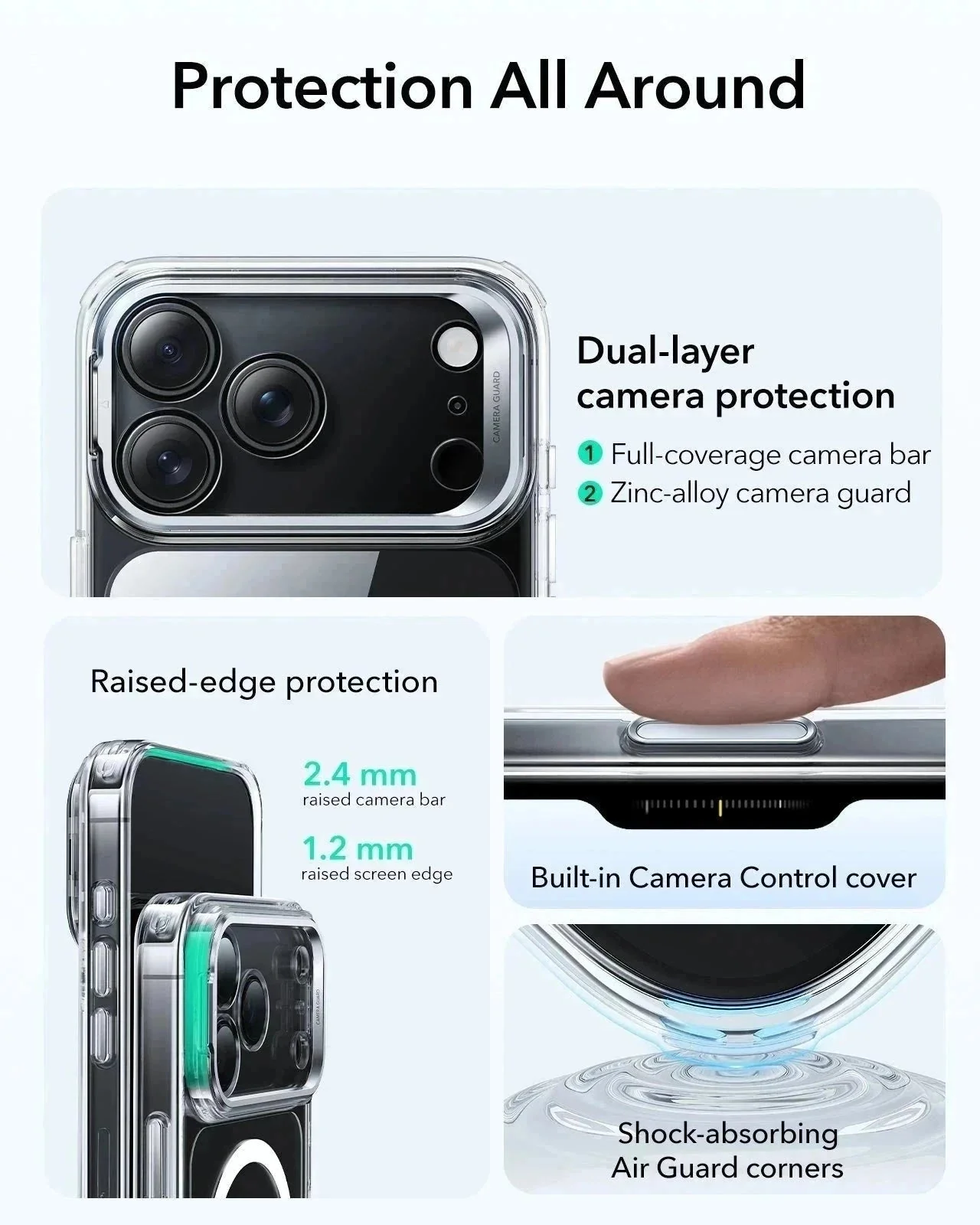 iPhone 17 Pro Classic Hybrid Magnetic Case (Camera Control, Stash Stand) - Clear - Image 4