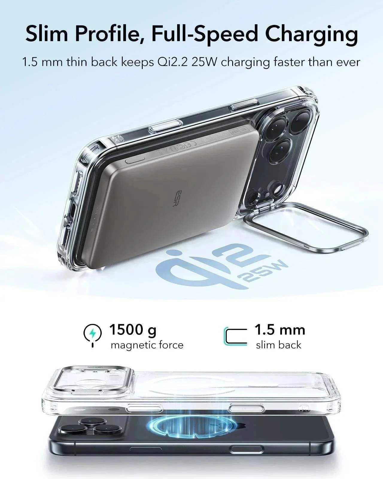 iPhone 17 Pro Classic Hybrid Magnetic Case (Camera Control, Stash Stand) - Clear - Image 6